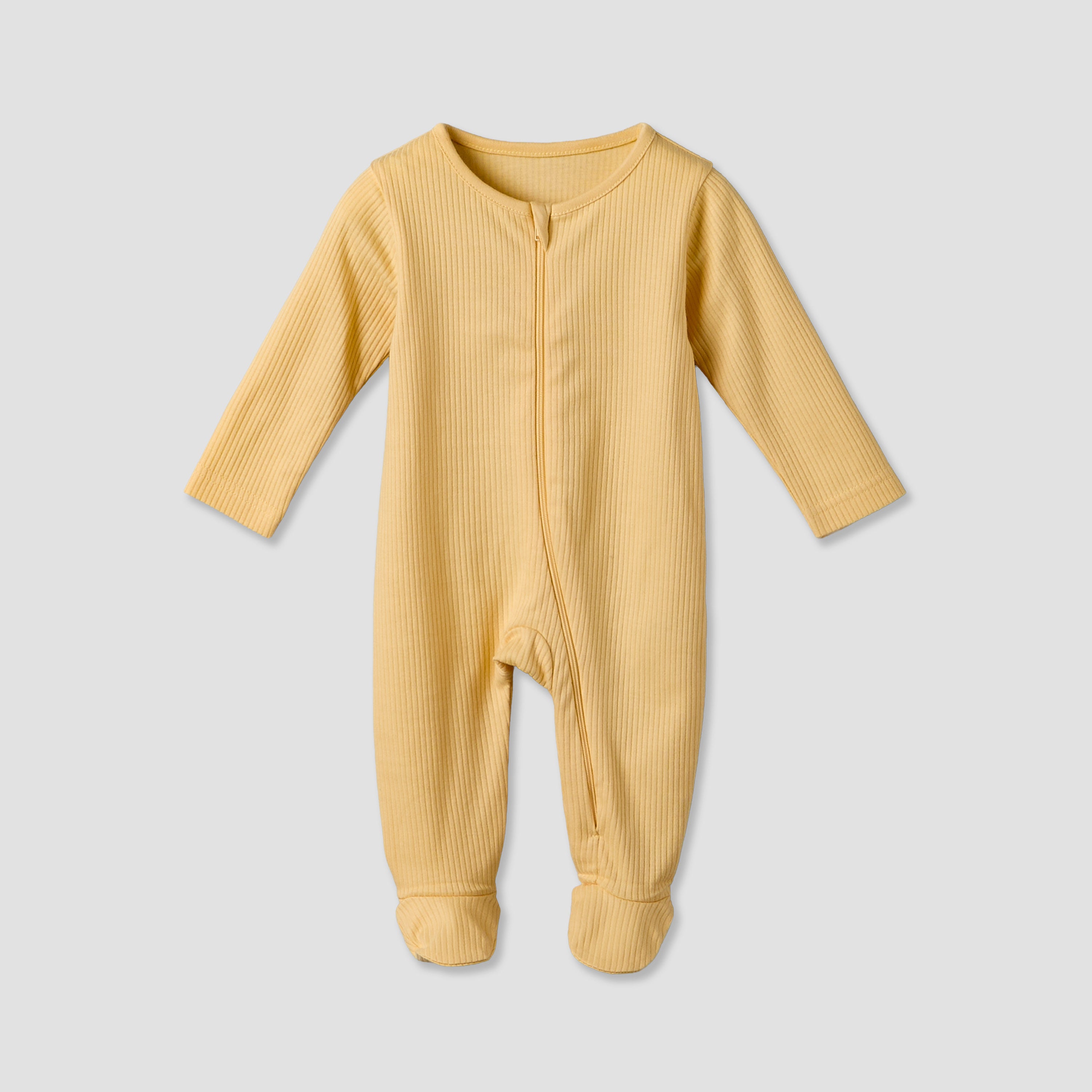 Pack of 3 Juniors Cotton Round Neck Long Sleeves Sleepsuit with Ribbed Design