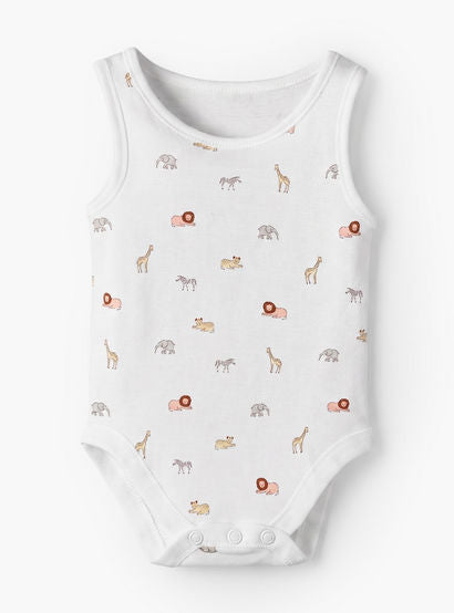 Pack of 5 Juniors Crew Neck Sleeveless Bodysuit with Safari Print-baby-boys-clothing-bodysuits-image-7