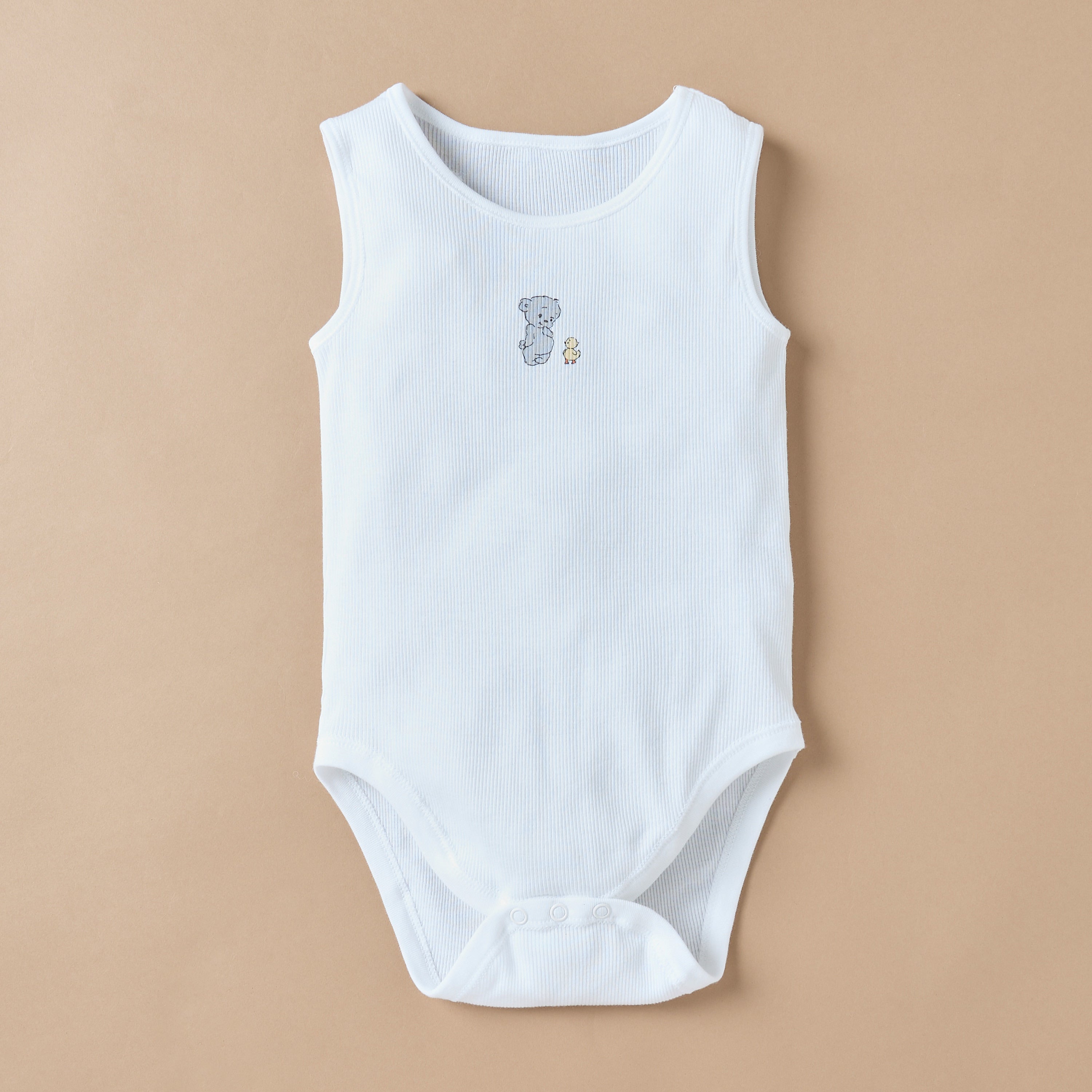 Juniors Bear Print Sleeveless Bodysuit with Snap Button Closure - Set of 5