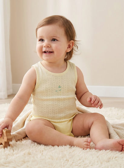 Pack of 7 Juniors Cotton Crew Neck Sleeveless Bodysuit with Snap Button Closure-baby-girls-clothing-bodysuits-image-2