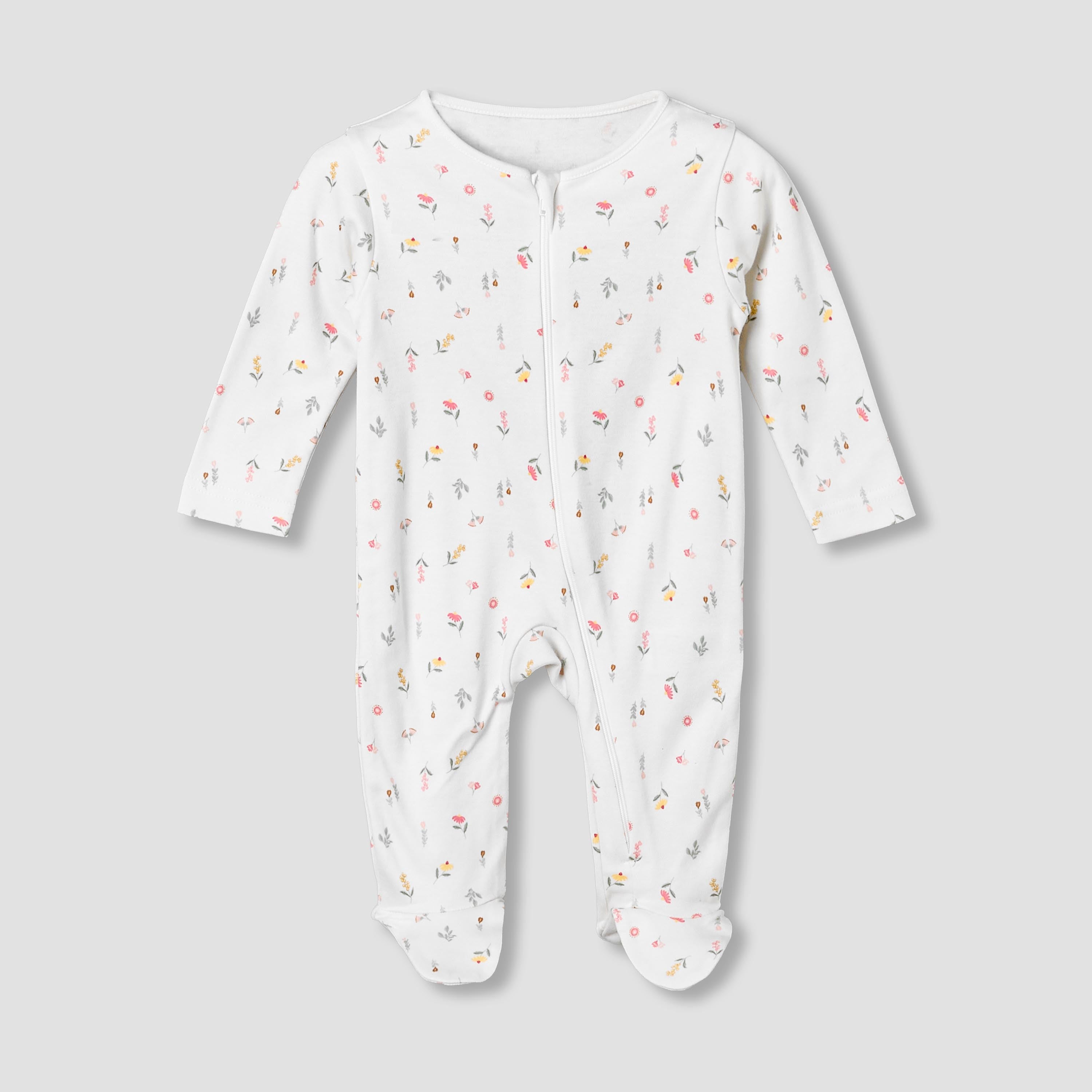 Pack of 5 Juniors Cotton Crew Neck Long Sleeves Sleepsuit with Floral Print