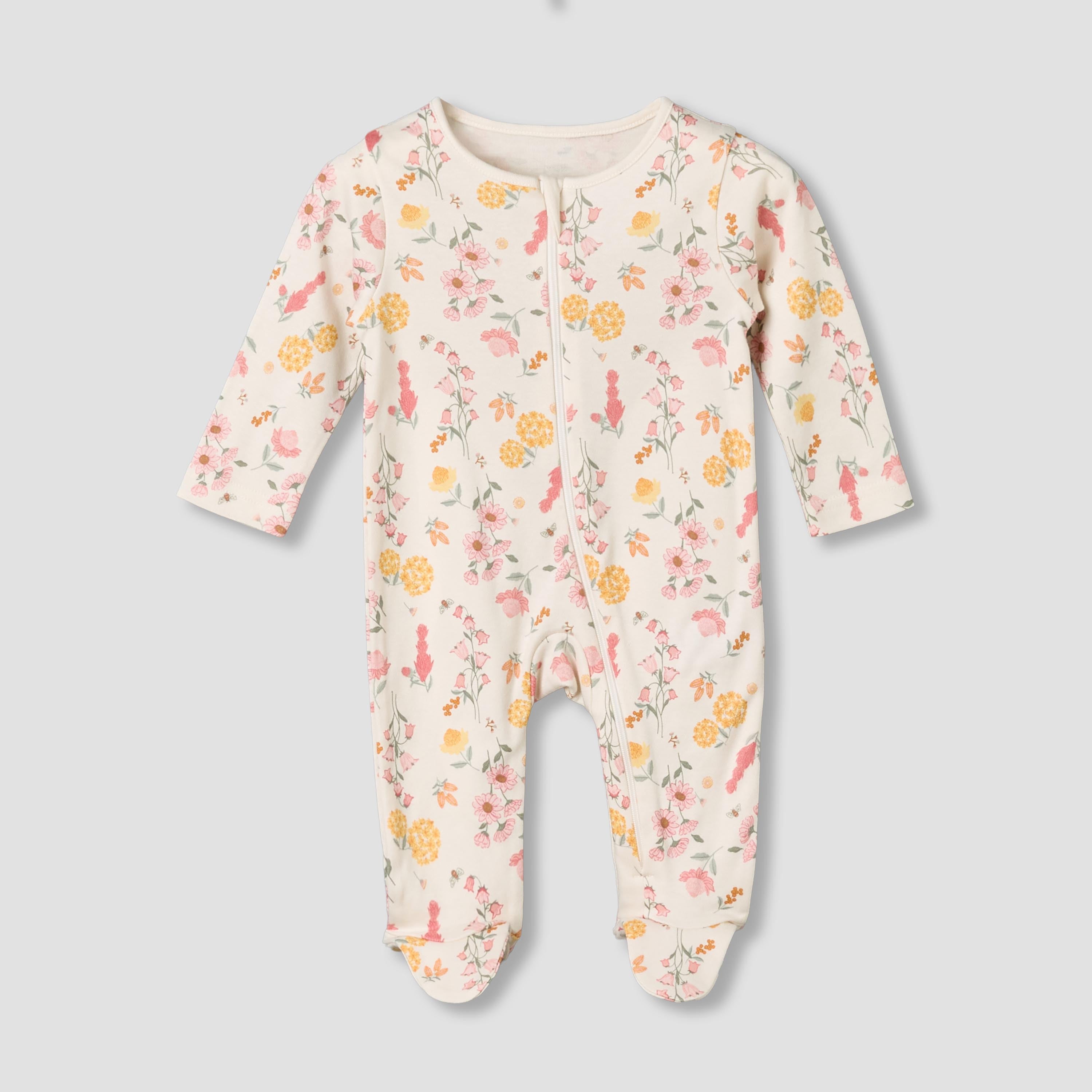 Pack of 5 Juniors Cotton Crew Neck Long Sleeves Sleepsuit with Floral Print