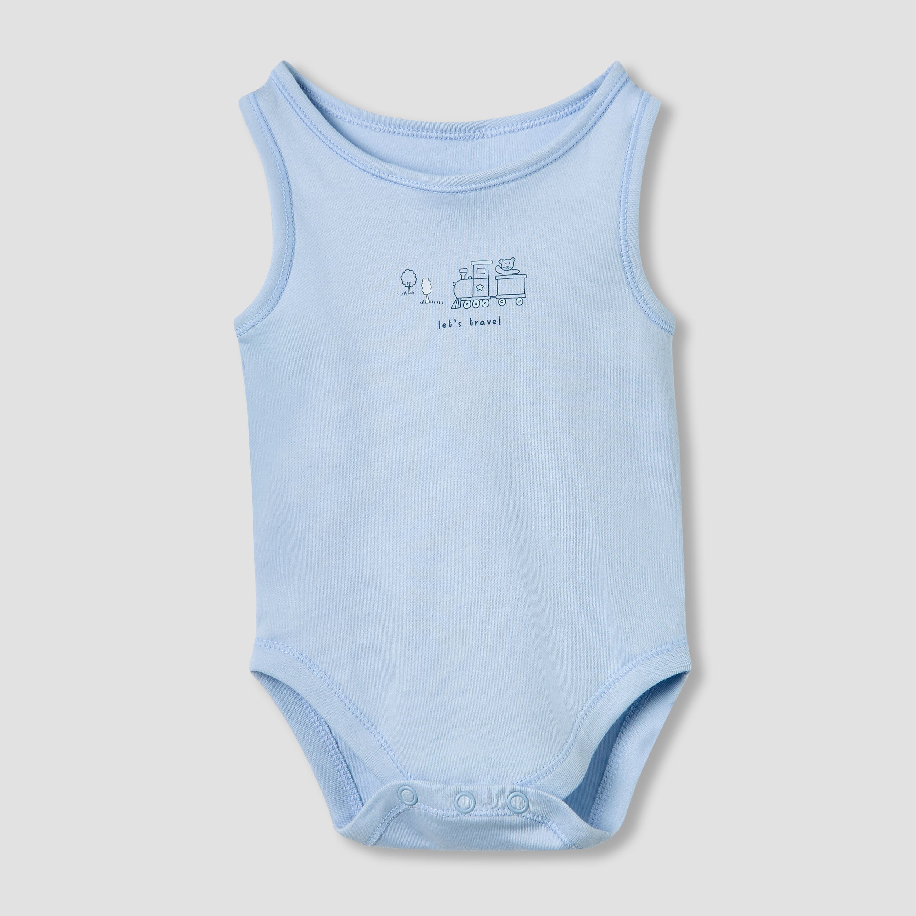 Juniors Printed Sleeveless Bodysuit with Snap Button Closure - Set of 5