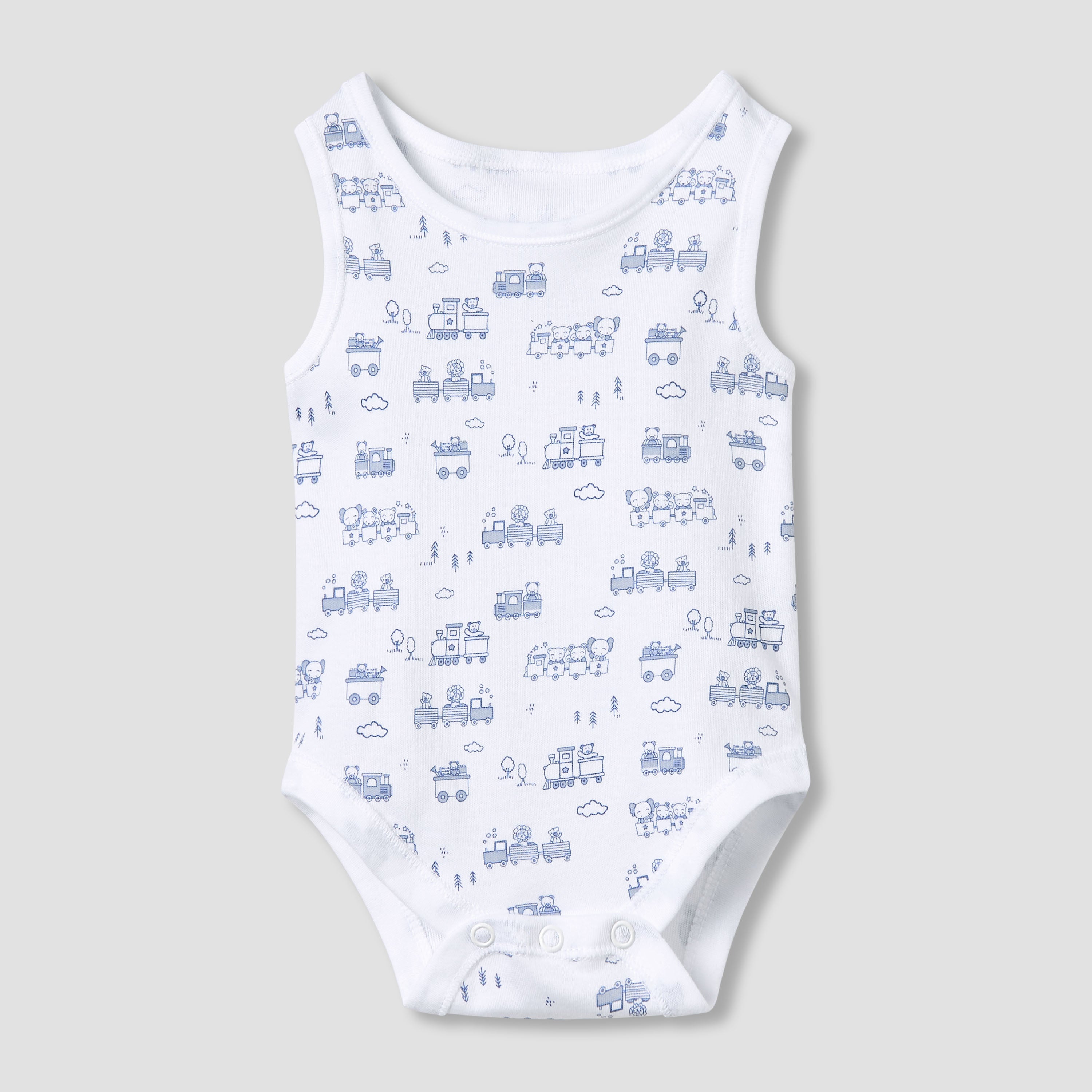 Juniors Printed Sleeveless Bodysuit with Snap Button Closure - Set of 5