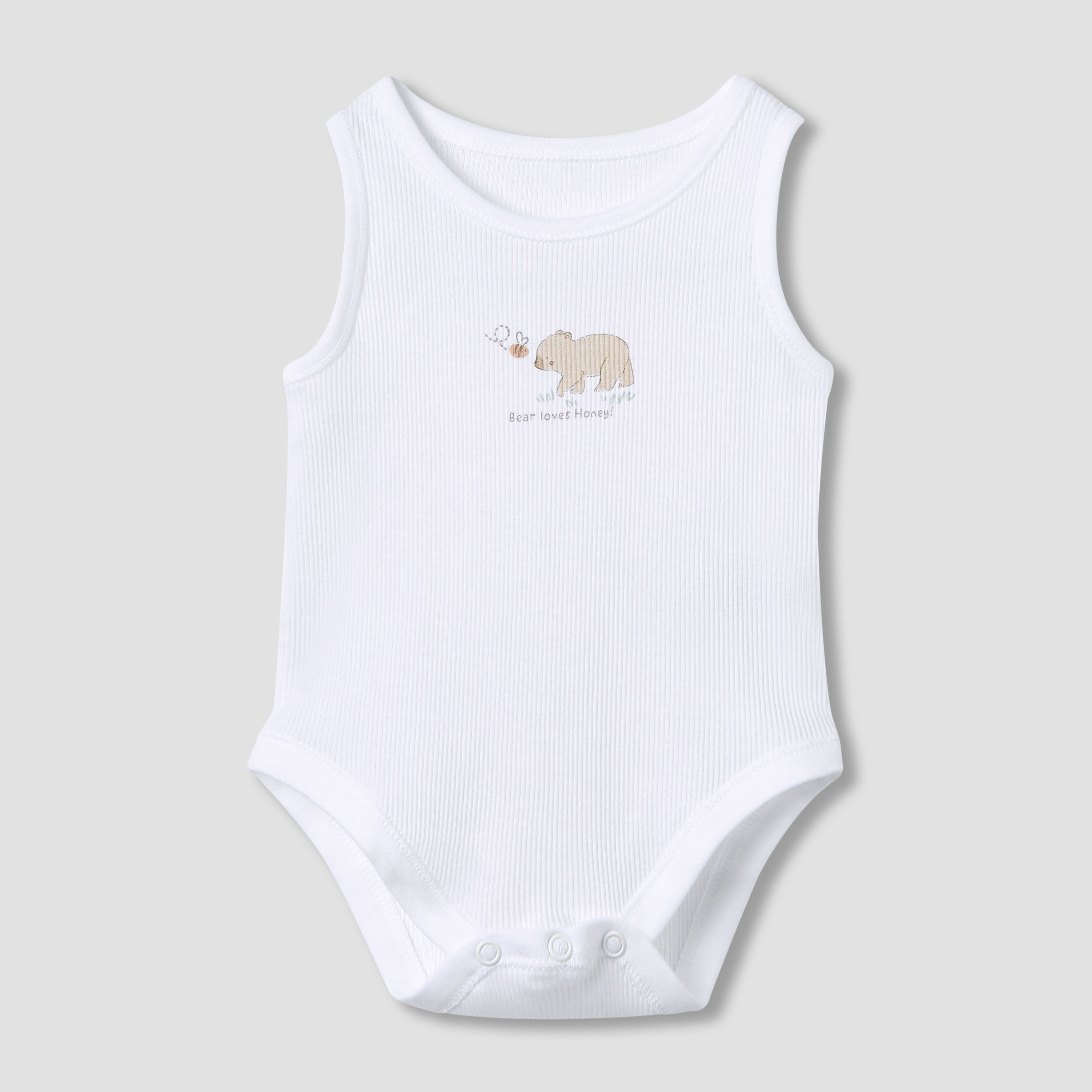 Juniors Round Neck Bodysuit with Snap Button Closure - Cotton - Sleeveless - Set of 5