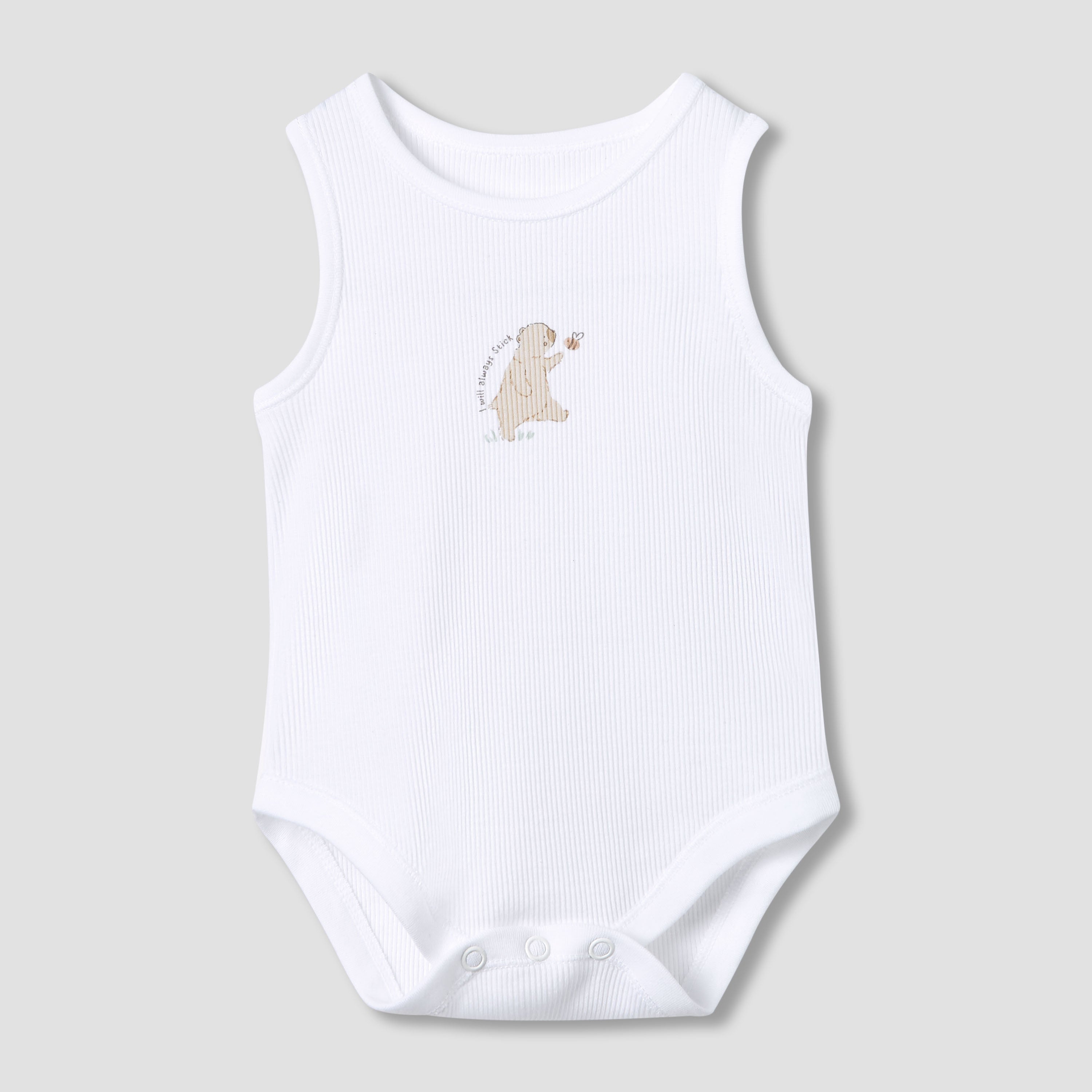 Juniors Round Neck Bodysuit with Snap Button Closure - Cotton - Sleeveless - Set of 5