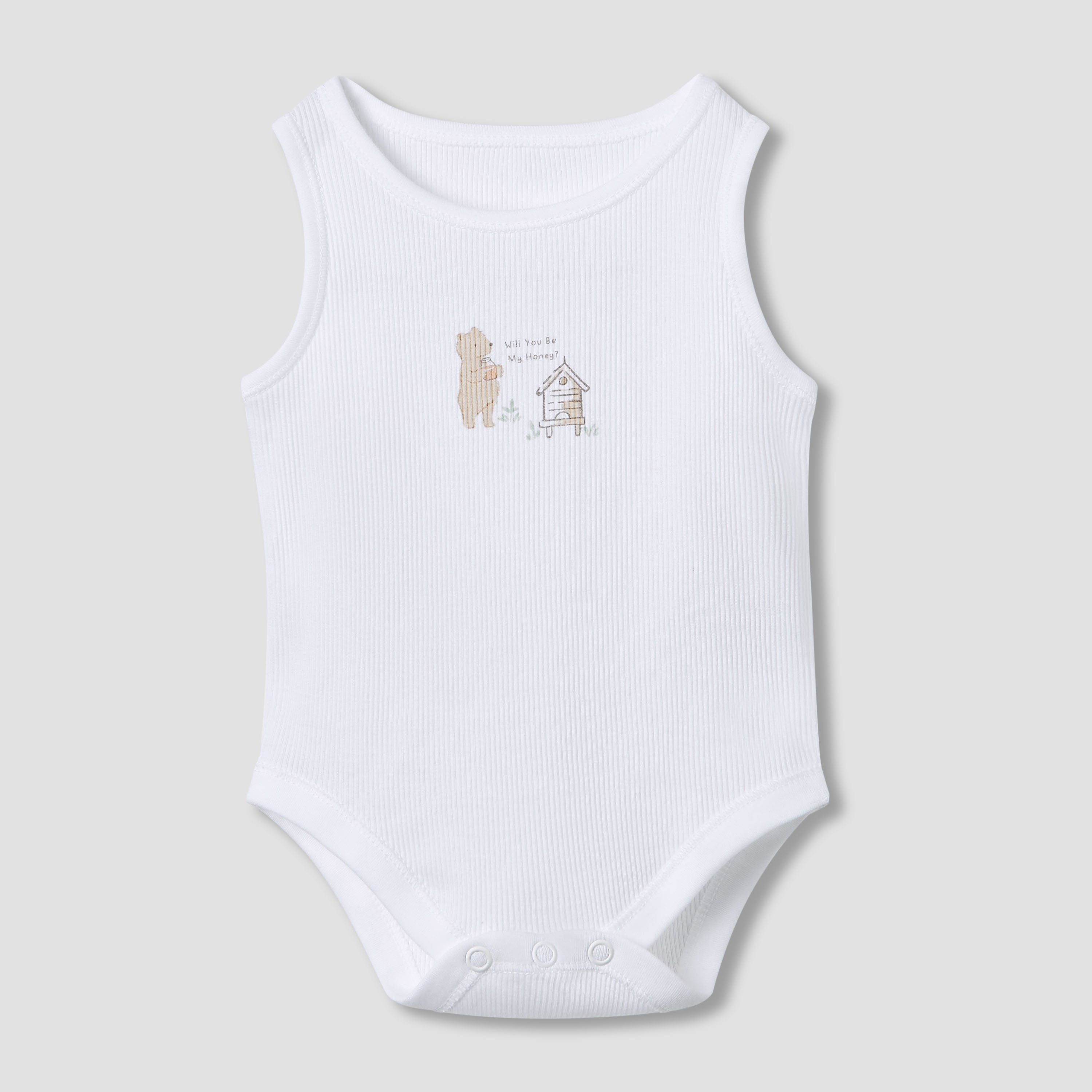 Juniors Round Neck Bodysuit with Snap Button Closure - Cotton - Sleeveless - Set of 5