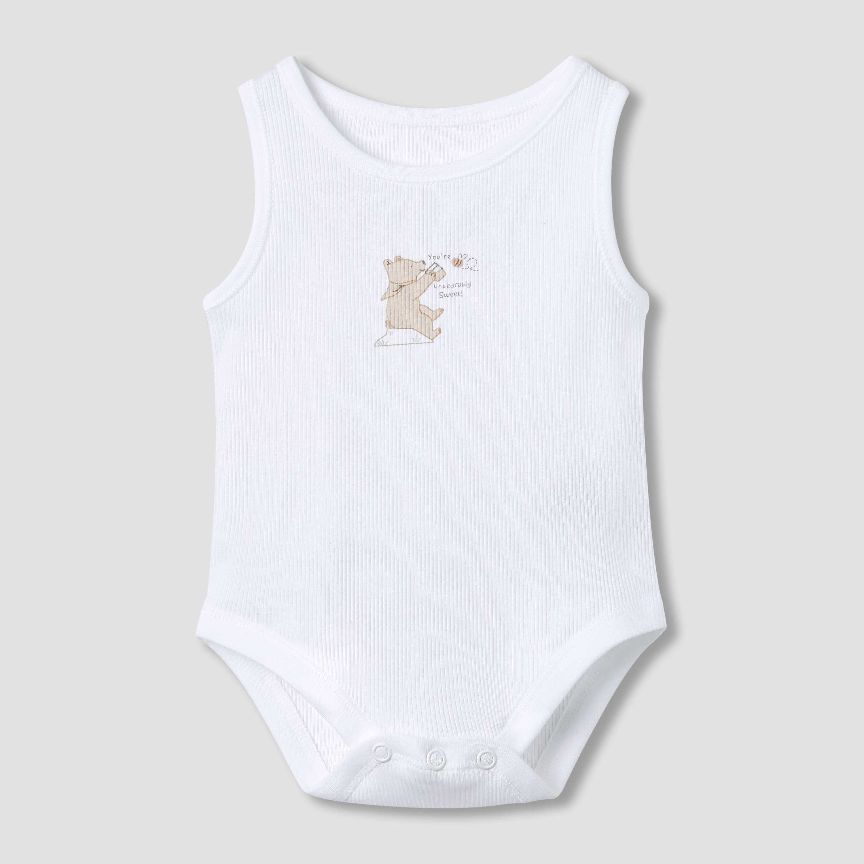 Juniors Round Neck Bodysuit with Snap Button Closure - Cotton - Sleeveless - Set of 5