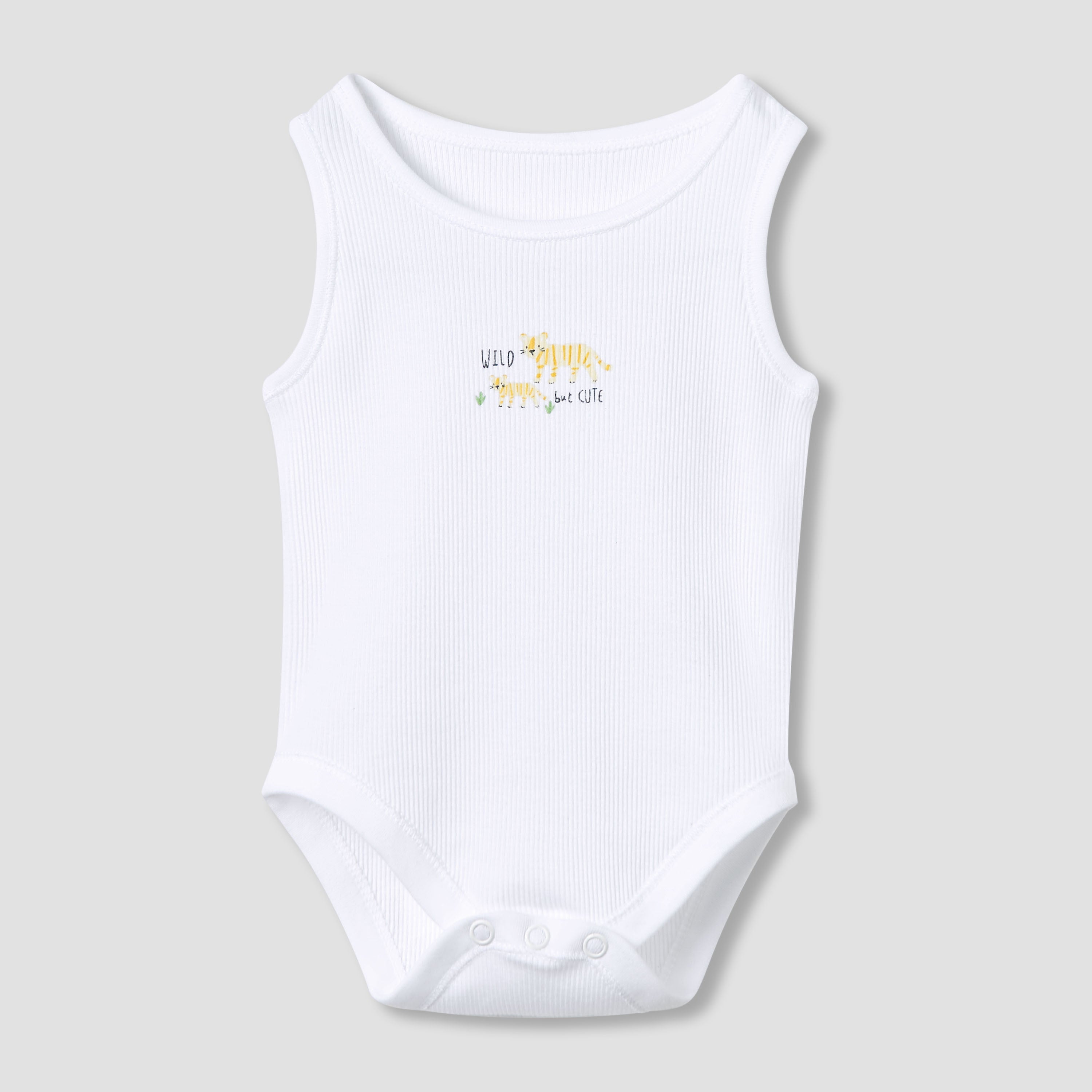 Juniors Round Neck Bodysuit with Snap Button Closure - Cotton - Sleeveless - Set of 5