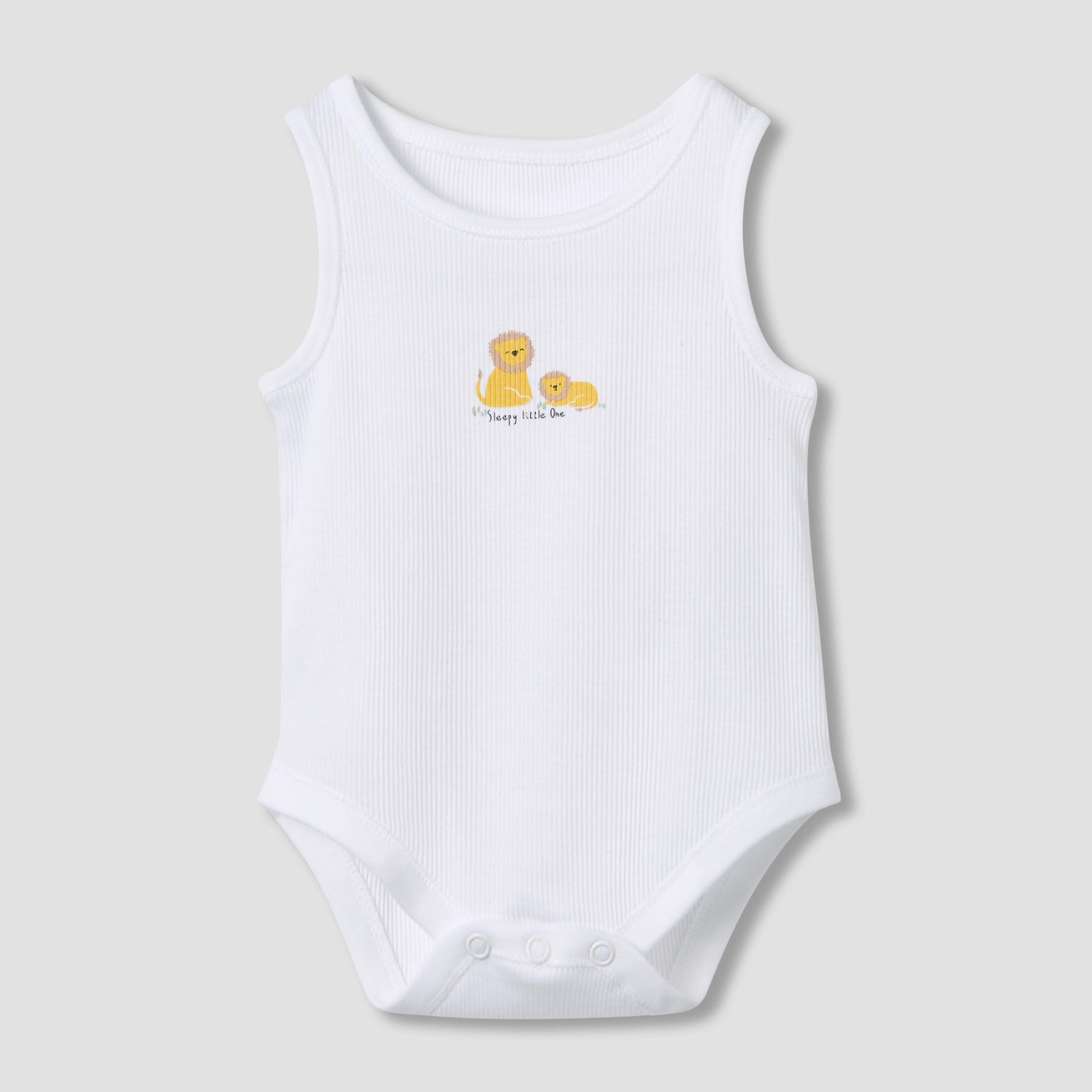 Juniors Round Neck Bodysuit with Snap Button Closure - Cotton - Sleeveless - Set of 5