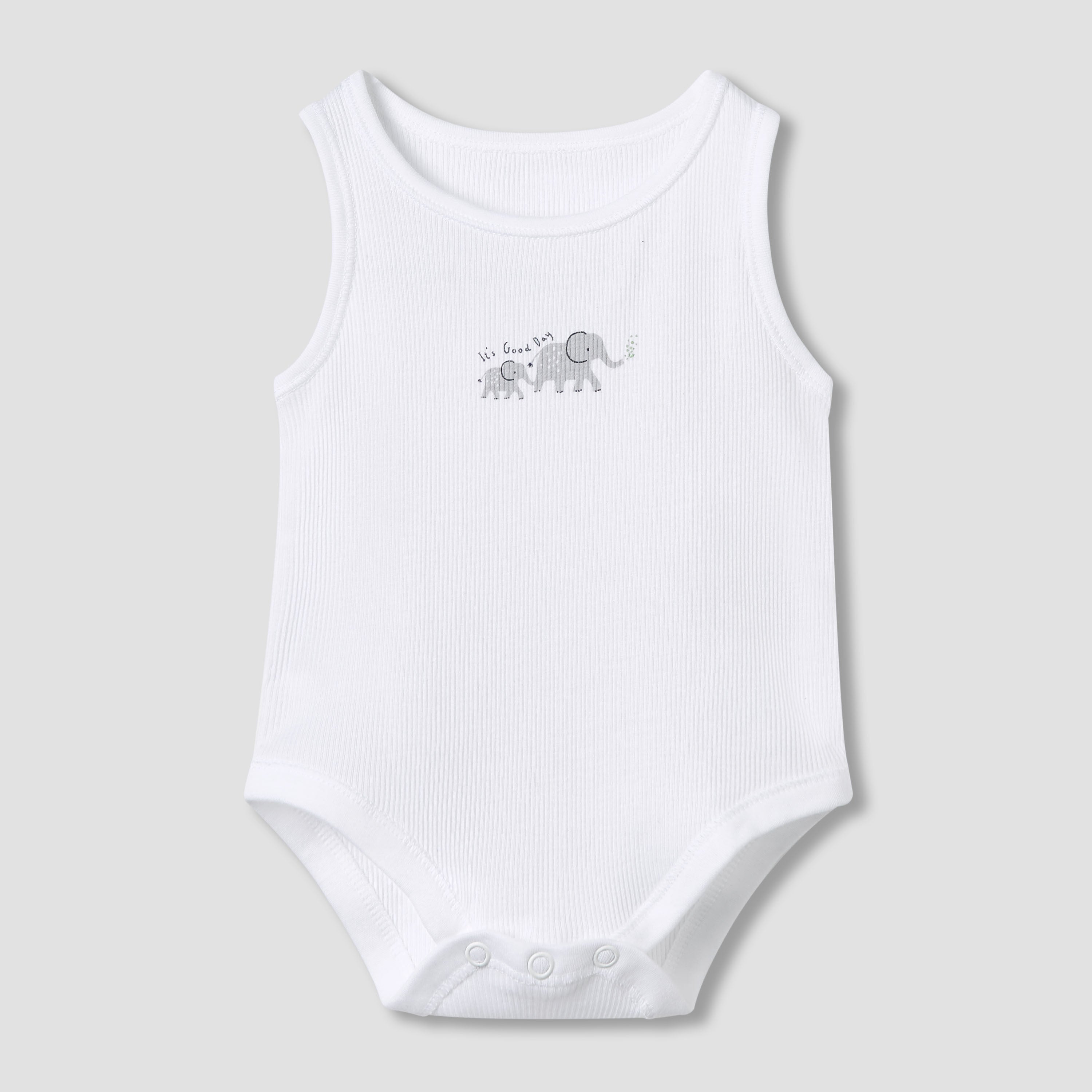 Juniors Round Neck Bodysuit with Snap Button Closure - Cotton - Sleeveless - Set of 5