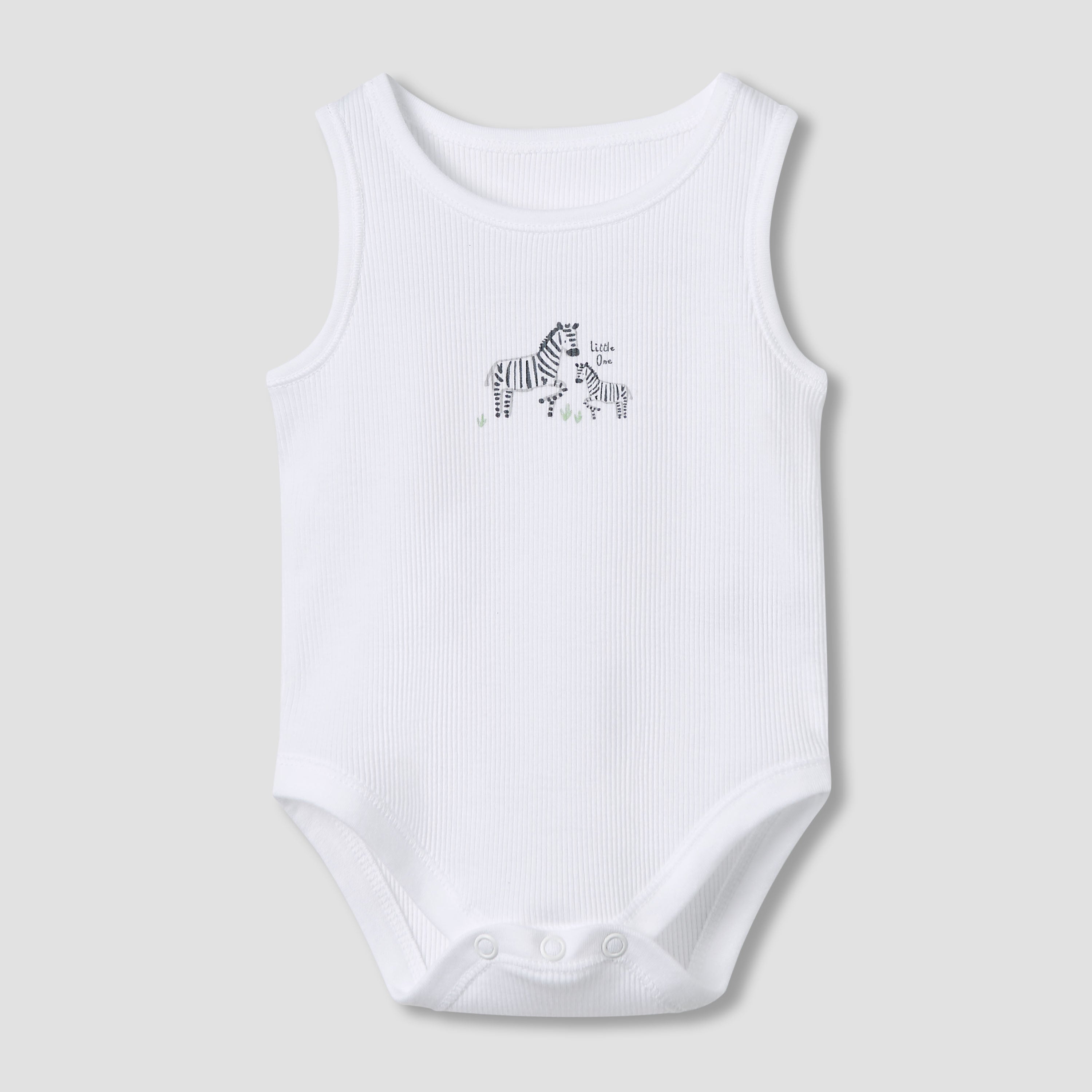 Juniors Round Neck Bodysuit with Snap Button Closure - Cotton - Sleeveless - Set of 5