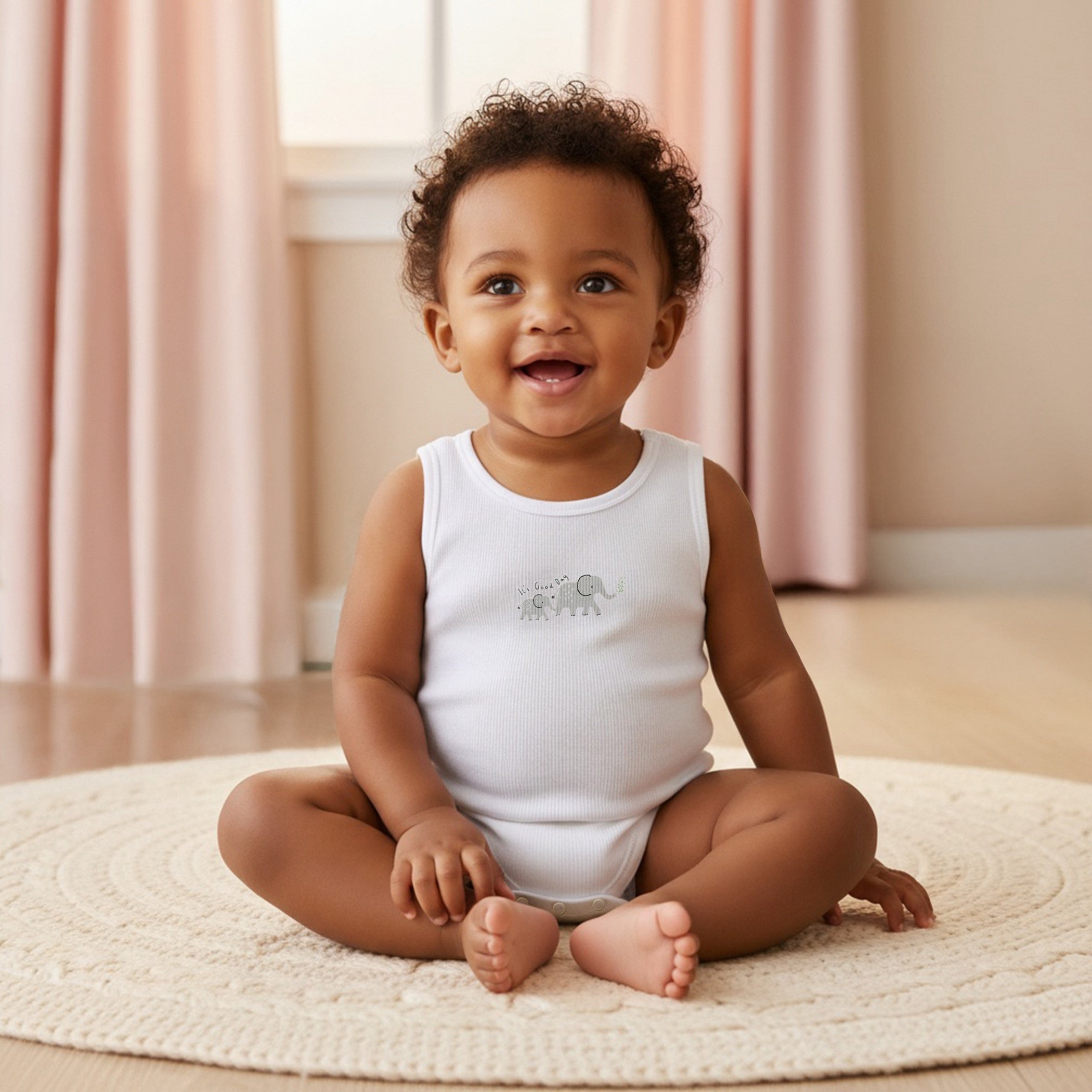 Juniors Round Neck Bodysuit with Snap Button Closure - Cotton - Sleeveless - Set of 5