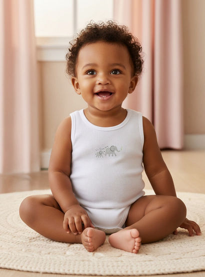 Juniors Round Neck Bodysuit with Snap Button Closure - Cotton - Sleeveless - Set of 5-promo_babyshop_Buy2for115_UAE130126-image-9