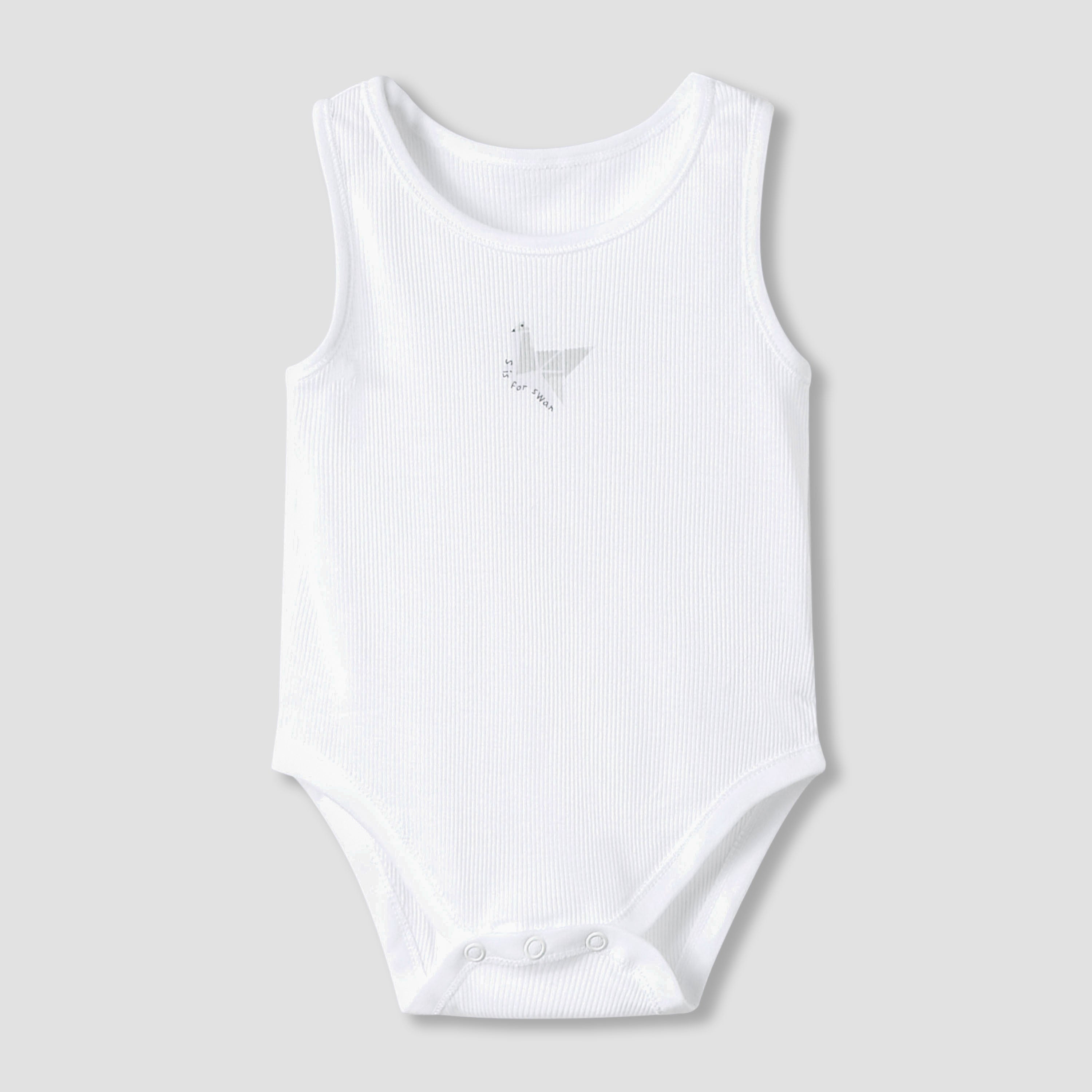 Juniors Round Neck Bodysuit with Snap Button Closure - Cotton - Sleeveless - Set of 7