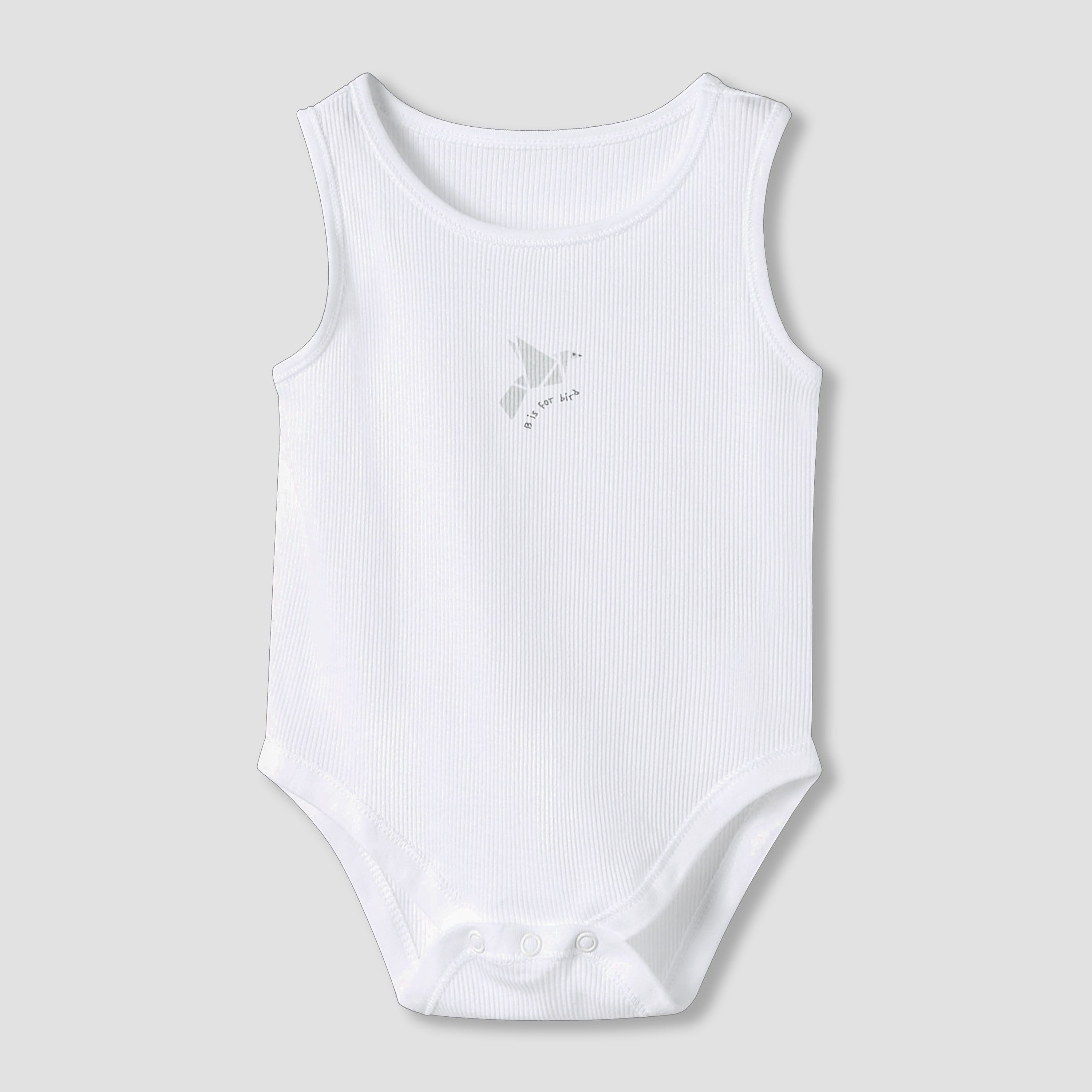 Juniors Round Neck Bodysuit with Snap Button Closure - Cotton - Sleeveless - Set of 7