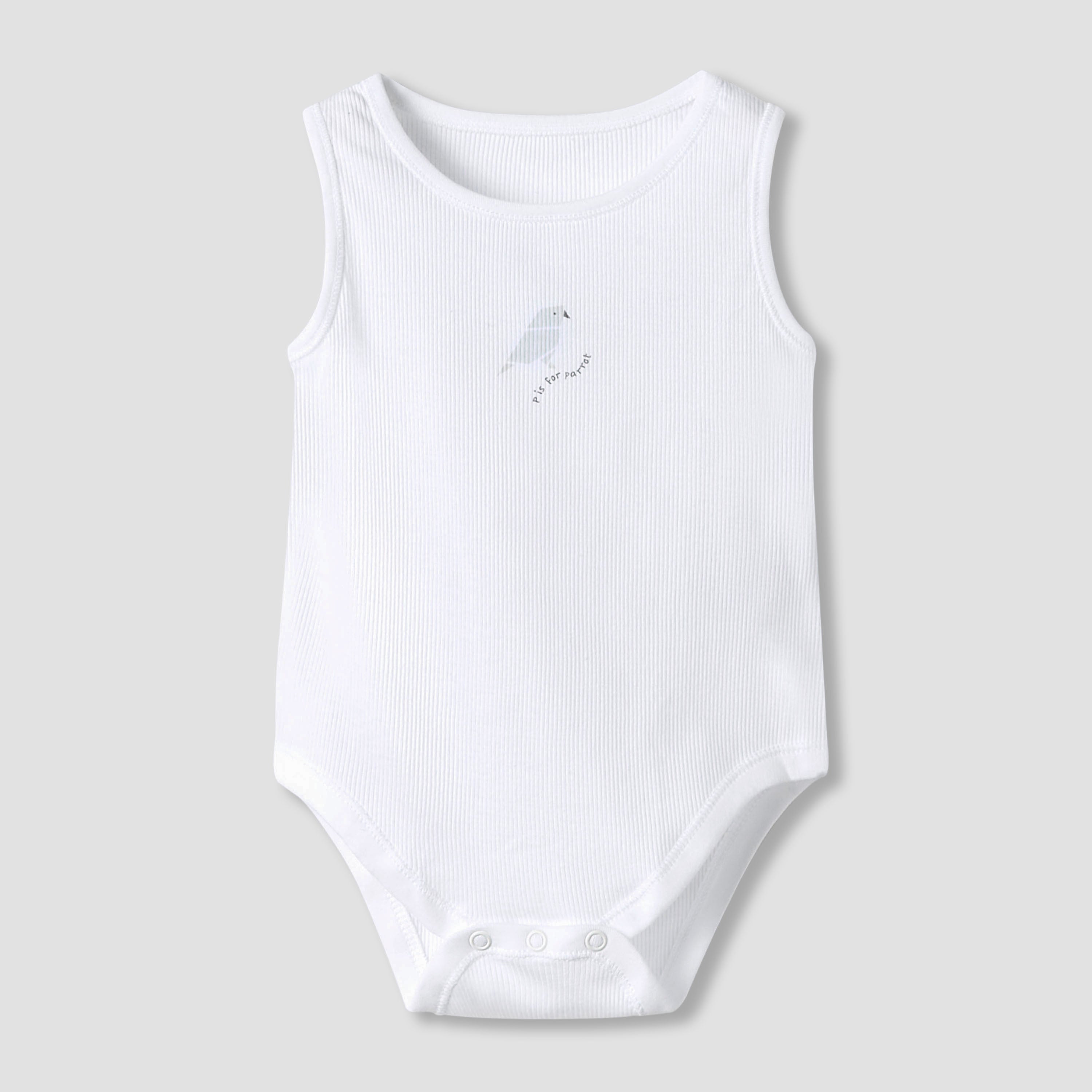 Juniors Round Neck Bodysuit with Snap Button Closure - Cotton - Sleeveless - Set of 7