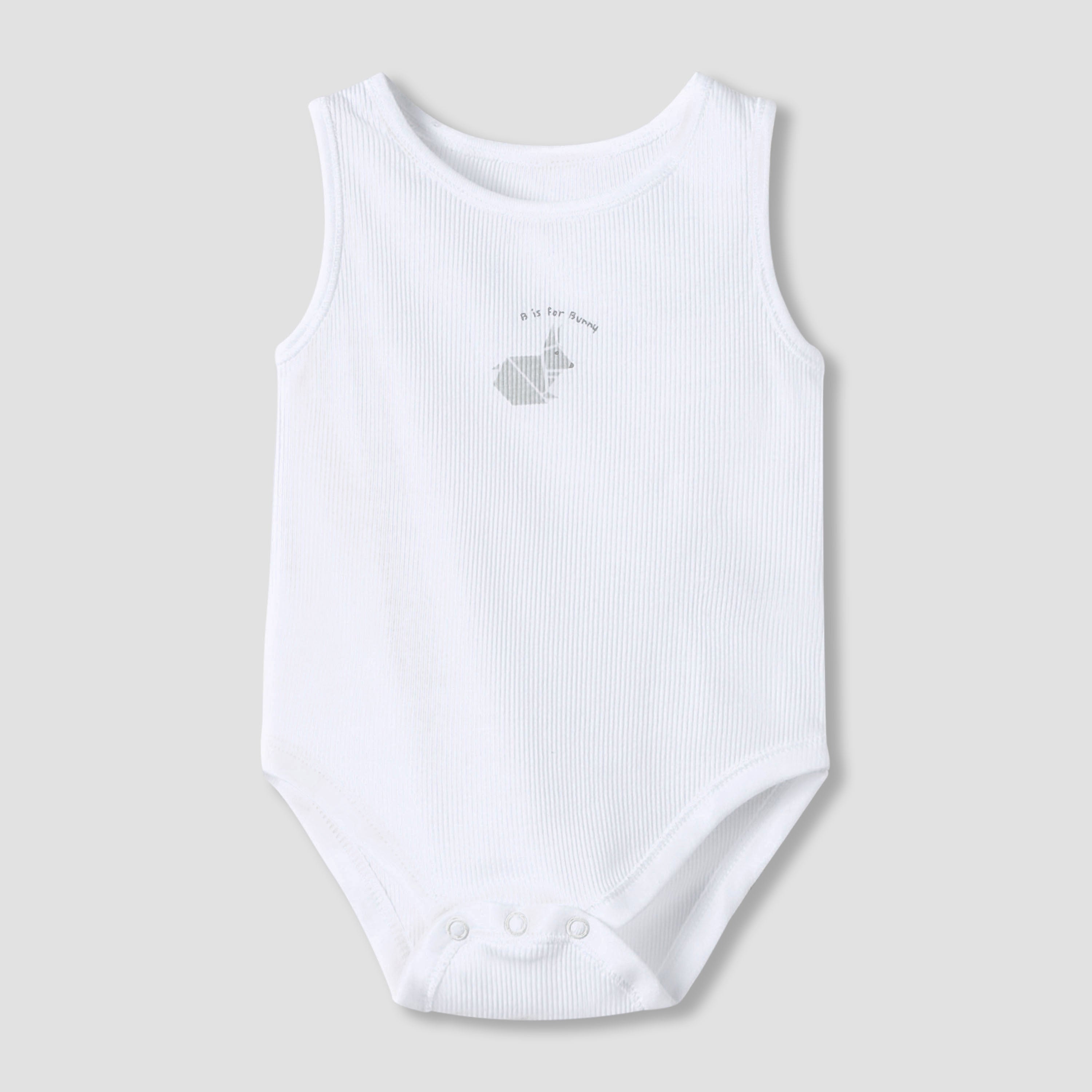 Juniors Round Neck Bodysuit with Snap Button Closure - Cotton - Sleeveless - Set of 7
