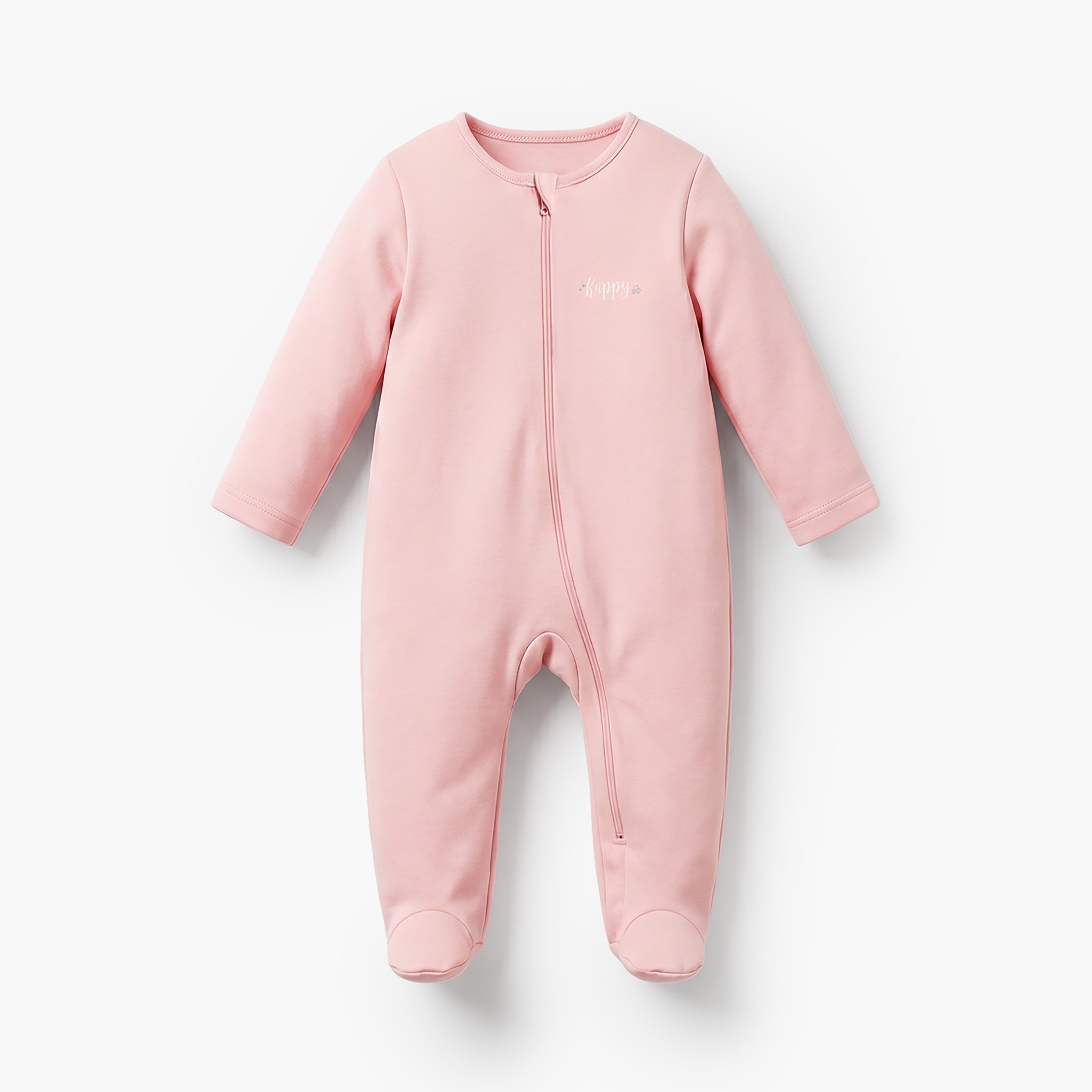 Pack of 3 Juniors Cotton Crew Neck Long Sleeve Sleepsuit with Zip Closure
