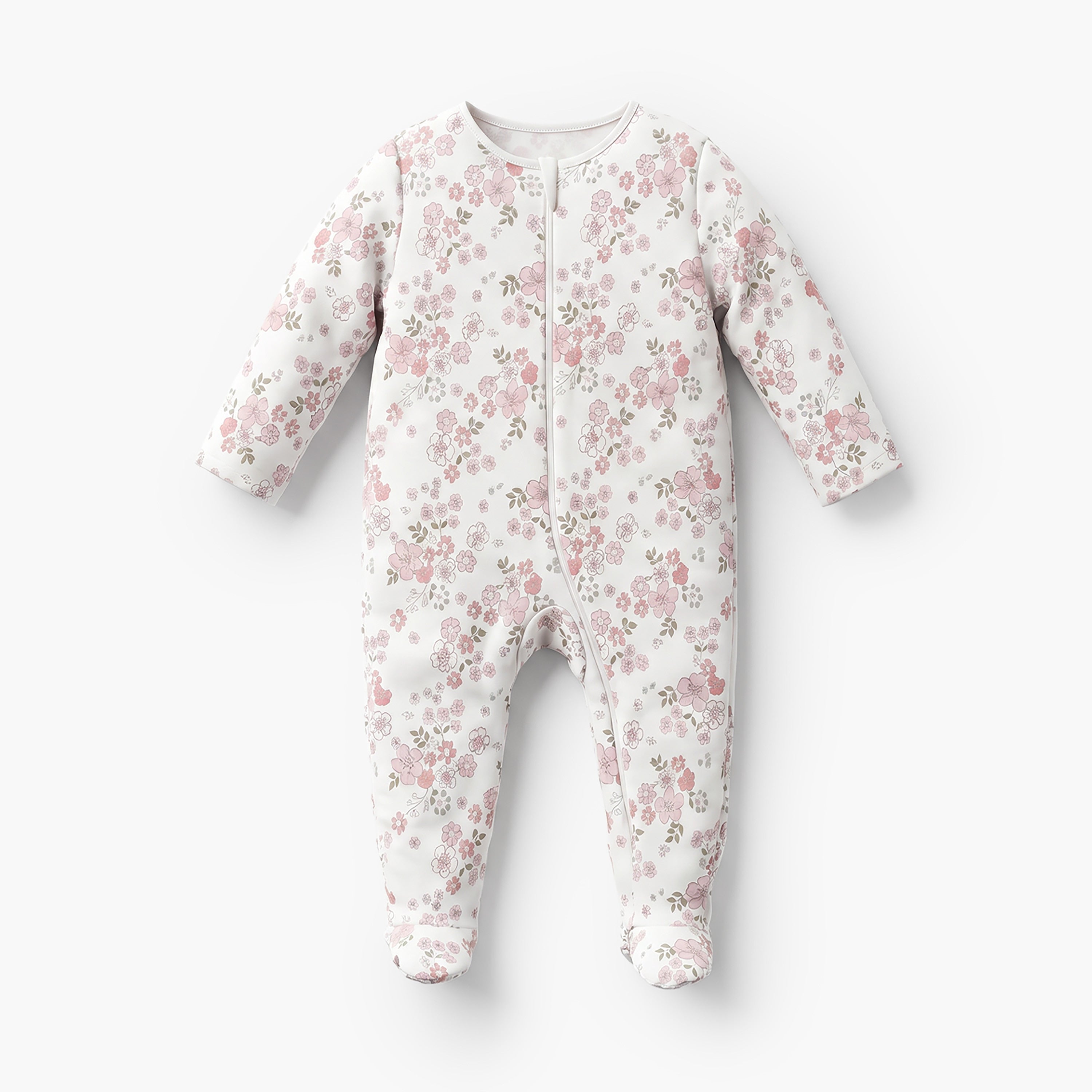 Pack of 3 Juniors Cotton Crew Neck Long Sleeve Sleepsuit with Zip Closure