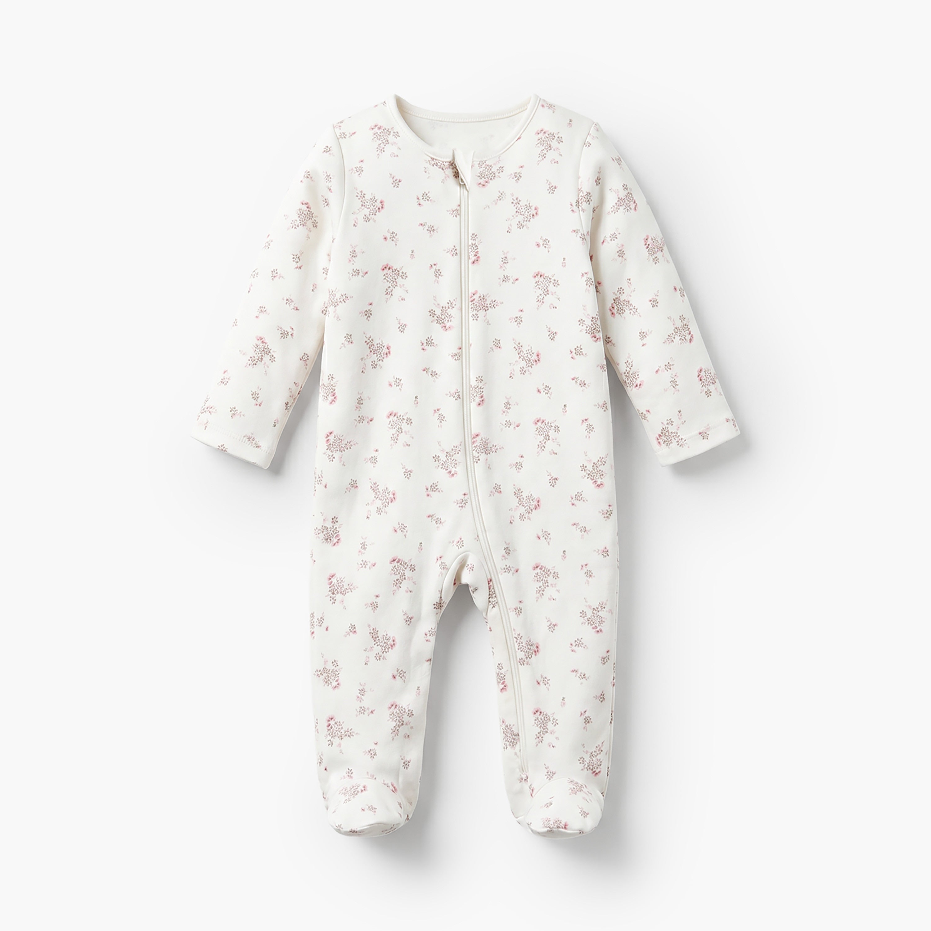 Pack of 3 Juniors Cotton Crew Neck Long Sleeve Sleepsuit with Zip Closure