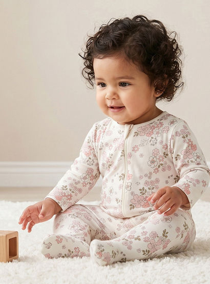 Pack of 3 Juniors Cotton Crew Neck Long Sleeve Sleepsuit with Zip Closure-baby-girls-clothing-nightwear-sleepsuits-image-2