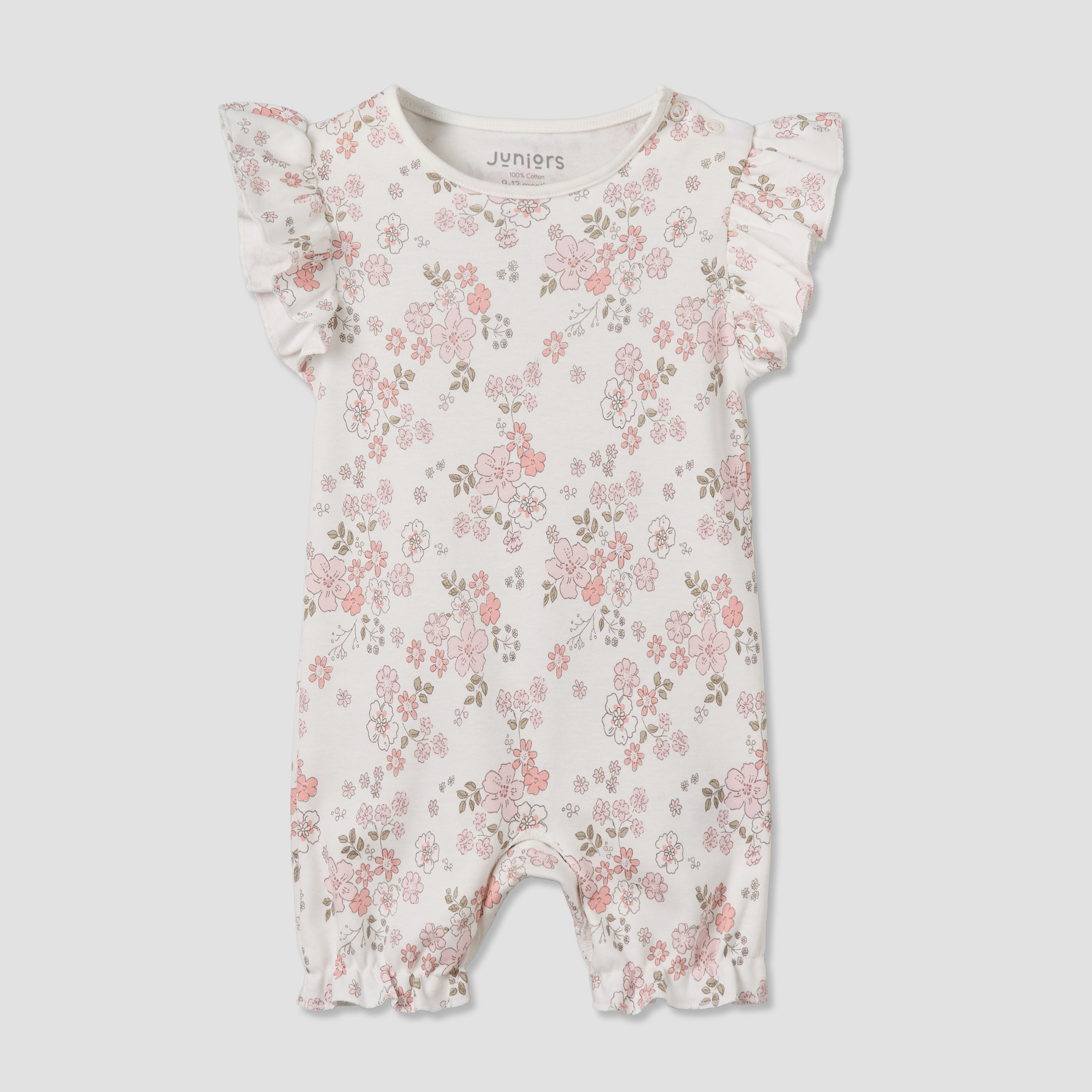 Pack of 3 Juniors Round Neck Short Sleeves Romper with Floral Print