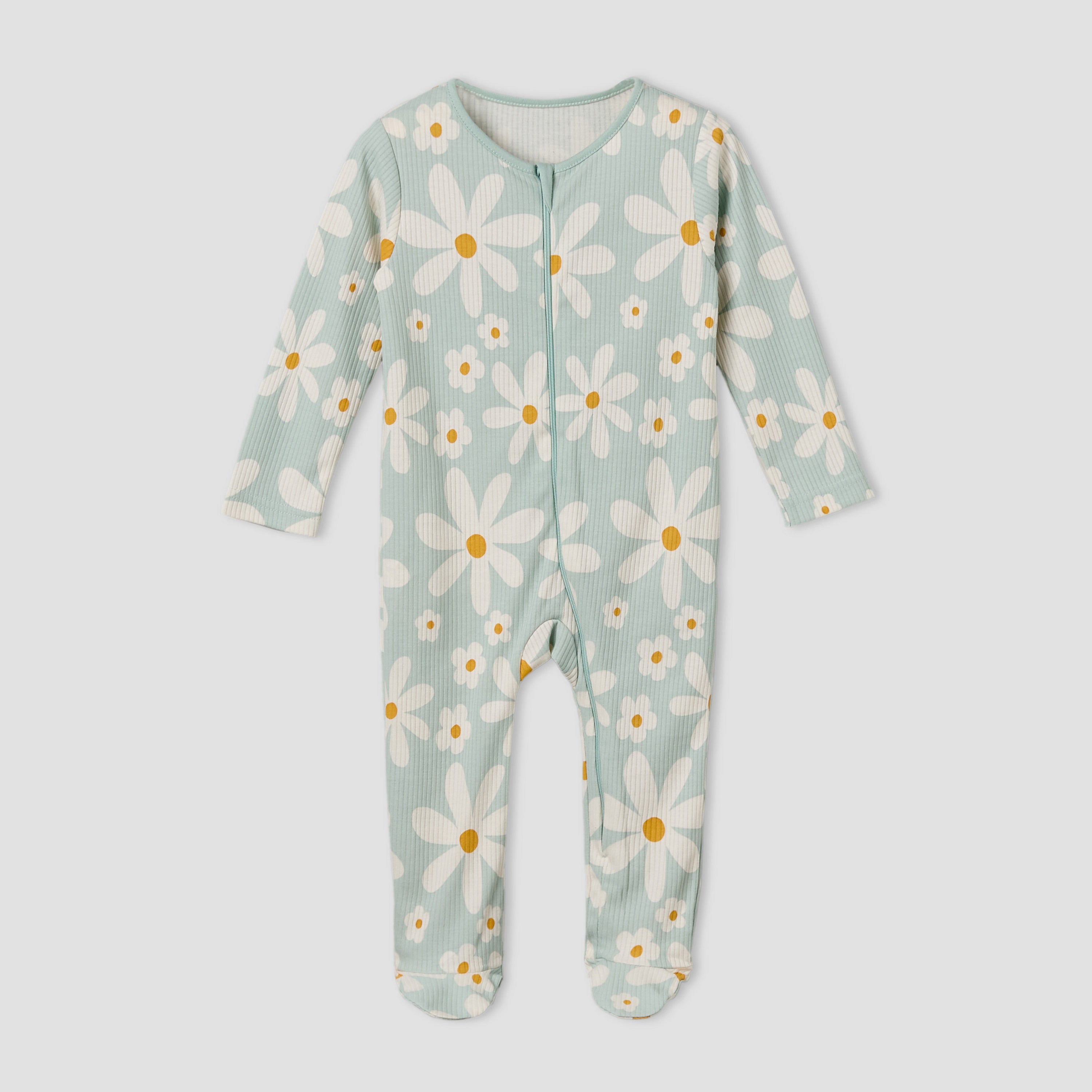 Pack of 3 Juniors Cotton Round Neck Long Sleeves Sleepsuit with Zip Closure