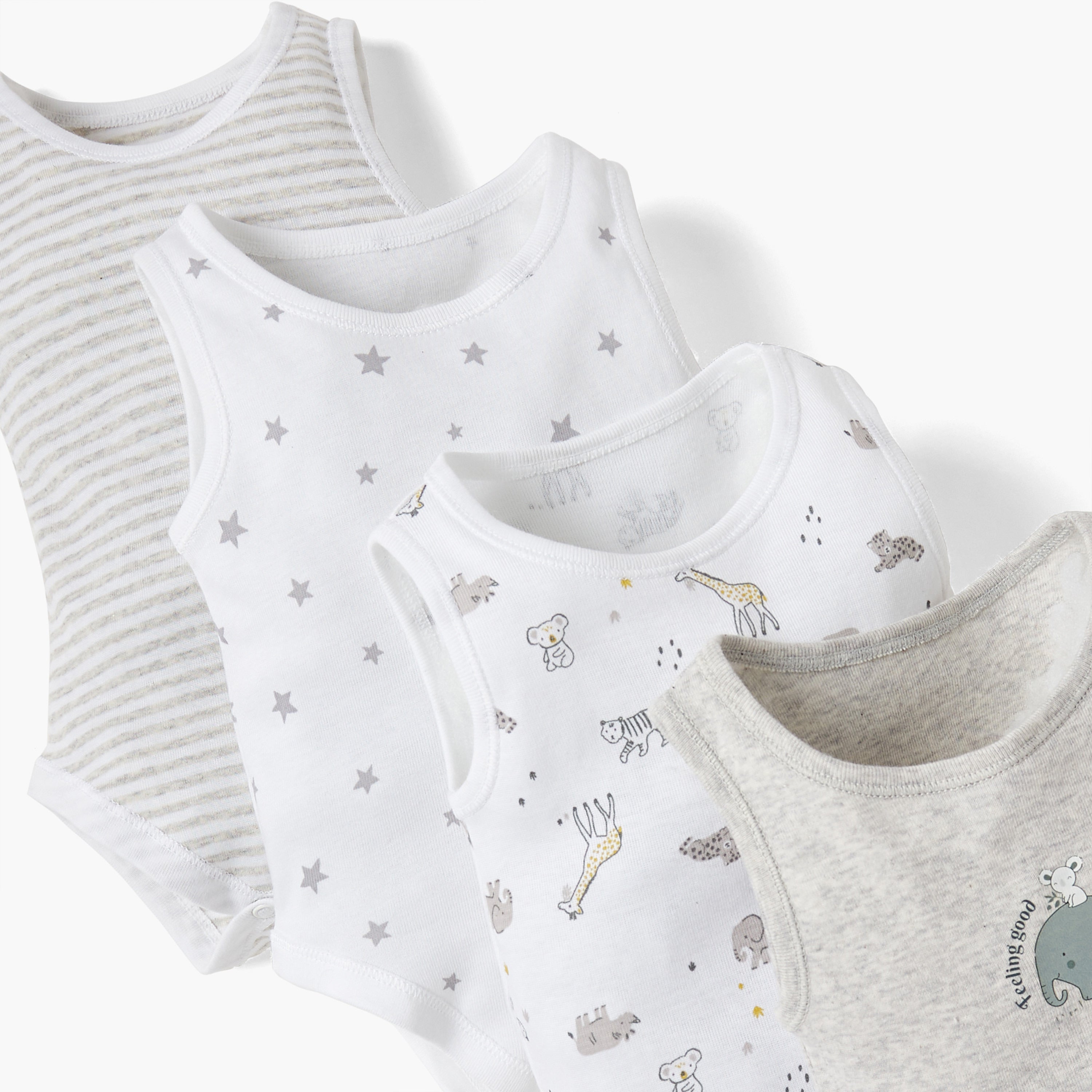 Juniors Printed Sleeveless Bodysuit - Set of 4