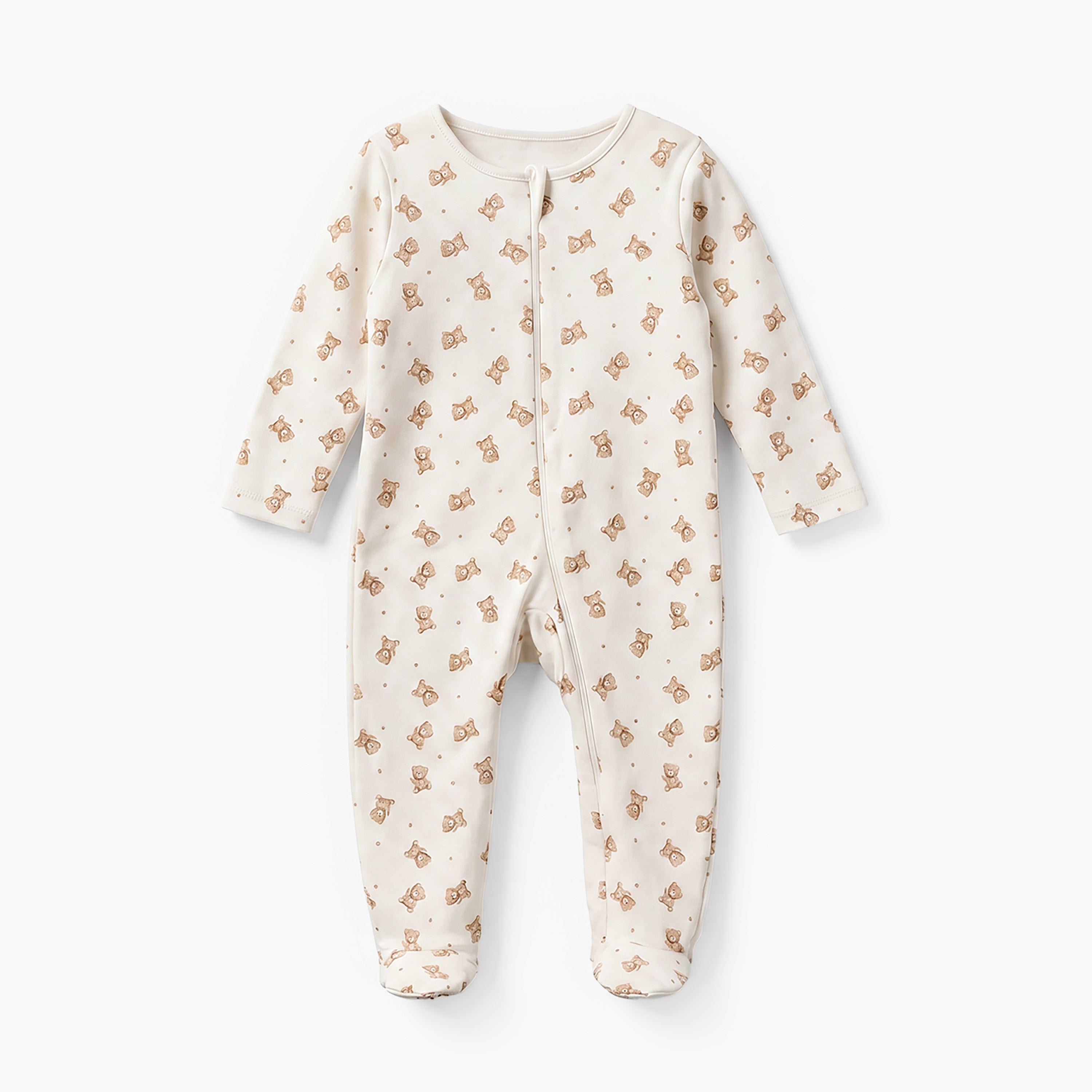 Pack of 3 Juniors Cotton Round Neck Long Sleeves Sleepsuit with Zip Closure