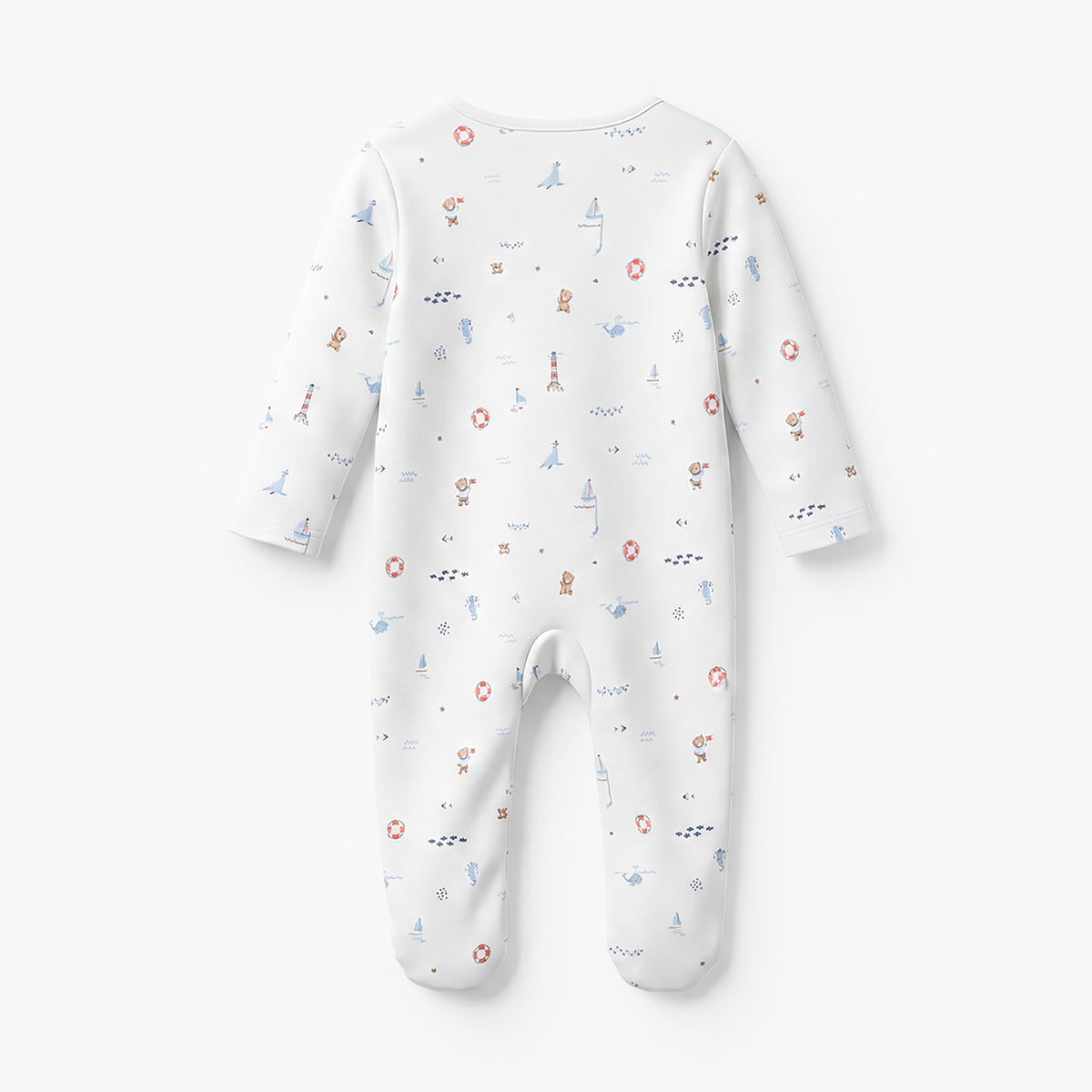 Pack of 3 Juniors Cotton Round Neck Long Sleeves Sleepsuit with Zip Closure