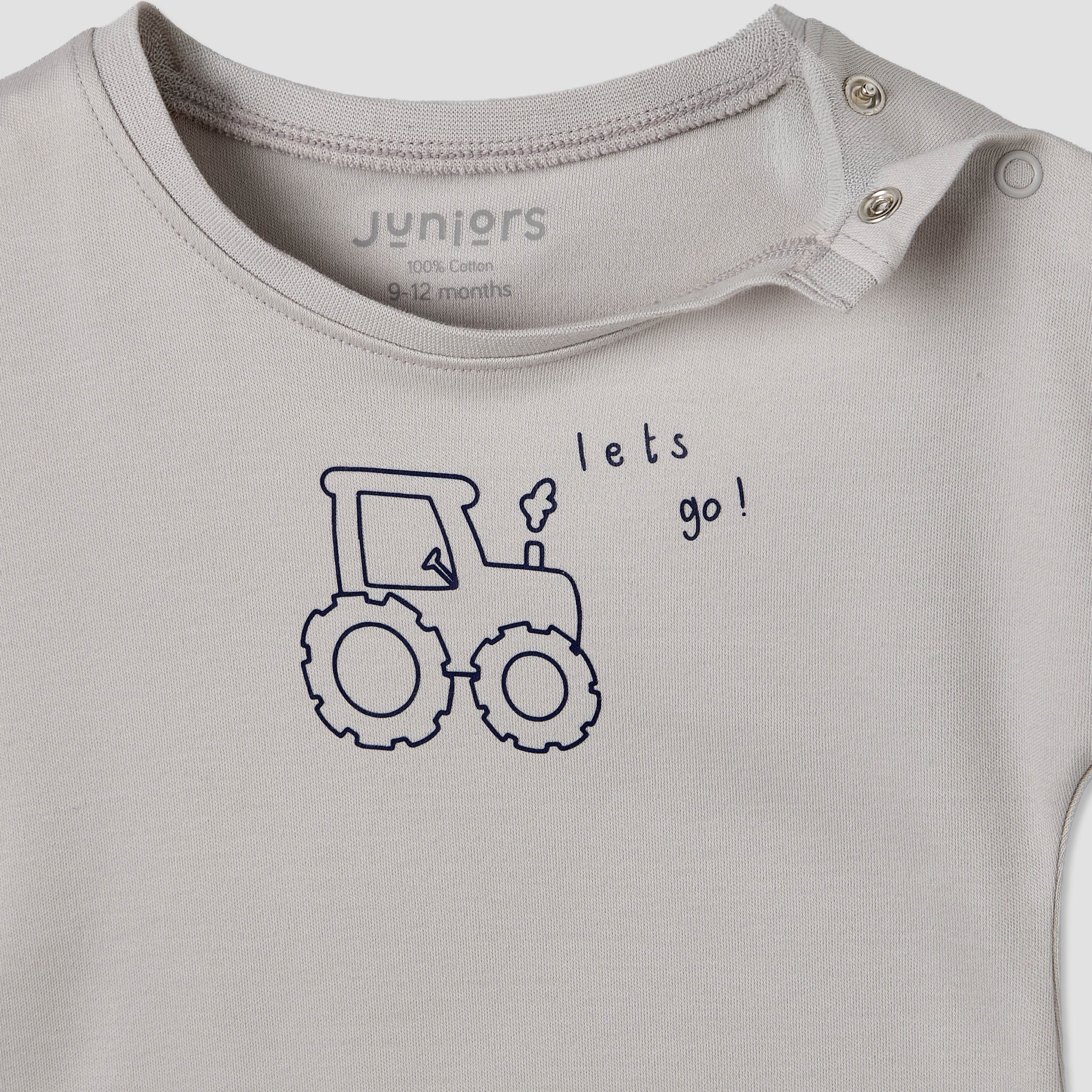 Pack of 3 Juniors Crew Neck Short Sleeves Romper with Vehicle Print