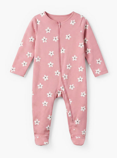 Pack of 5 Juniors Cotton Crew Neck Long Sleeve Sleepsuit with Zip Closure-baby-girls-clothing-nightwear-sleepsuits-image-7