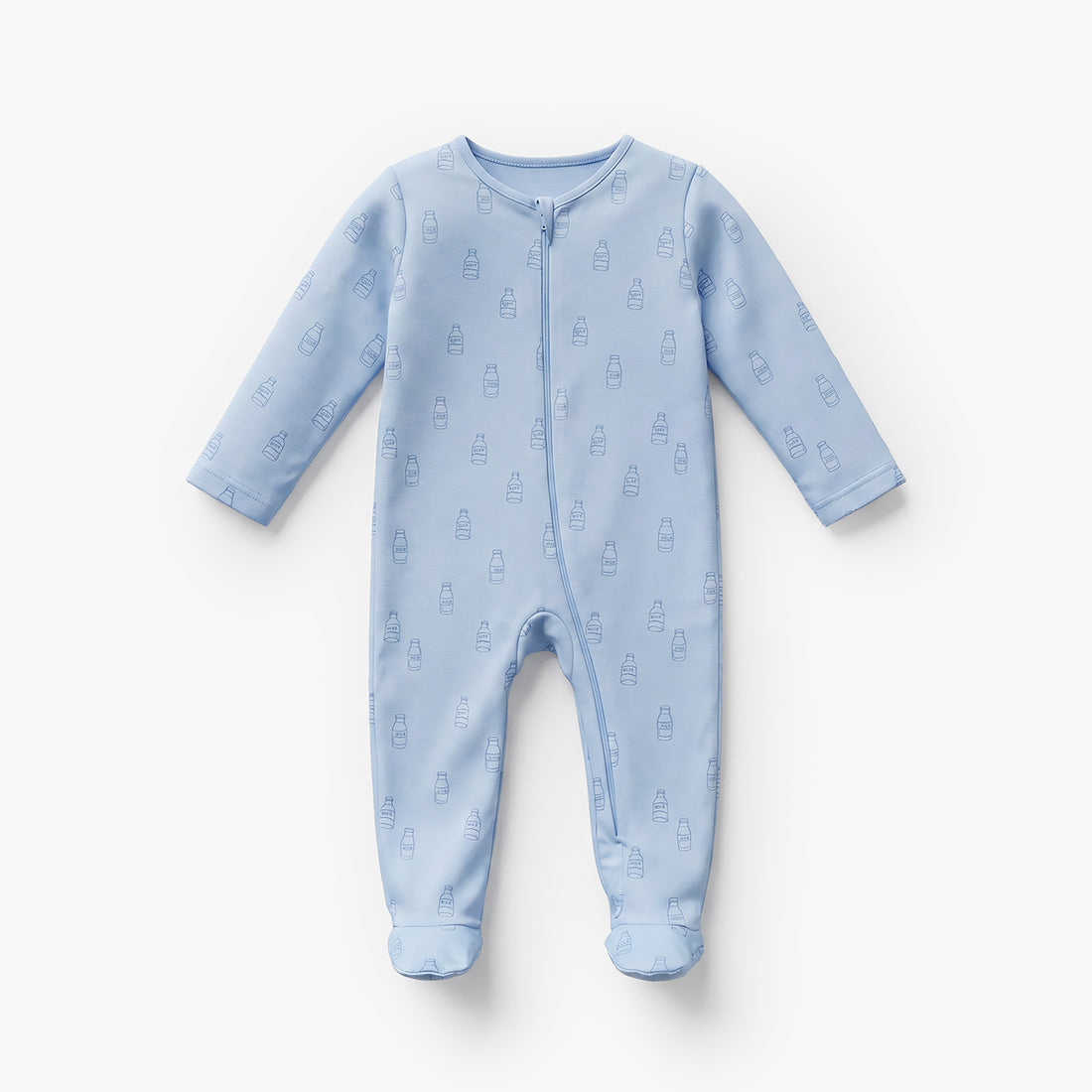 Pack of 5 Juniors Cotton Crew Neck Long Sleeve Sleepsuit with Zip Closure