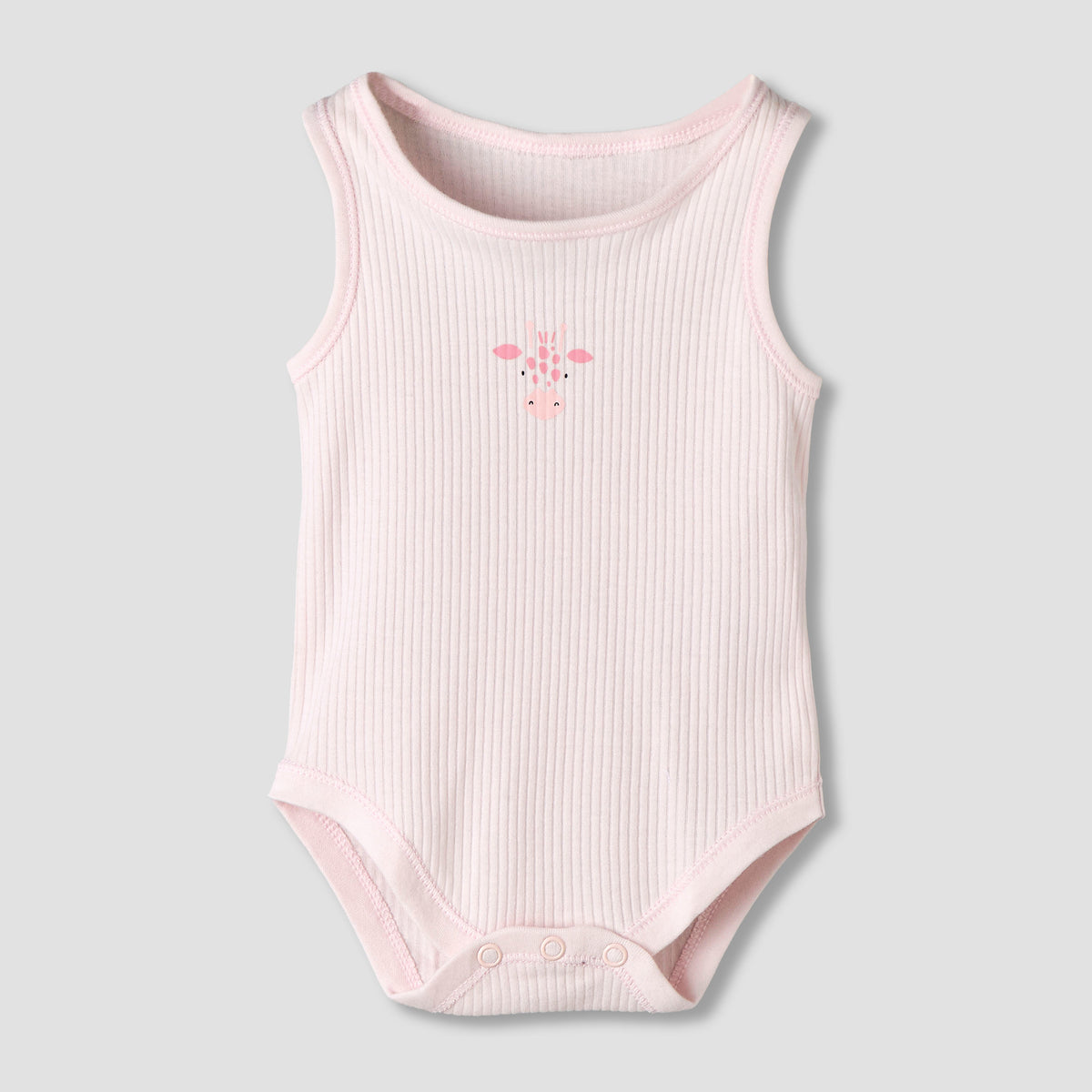 Pack of 5 Juniors Round Neck Sleeveless Bodysuit with Ribbed Design