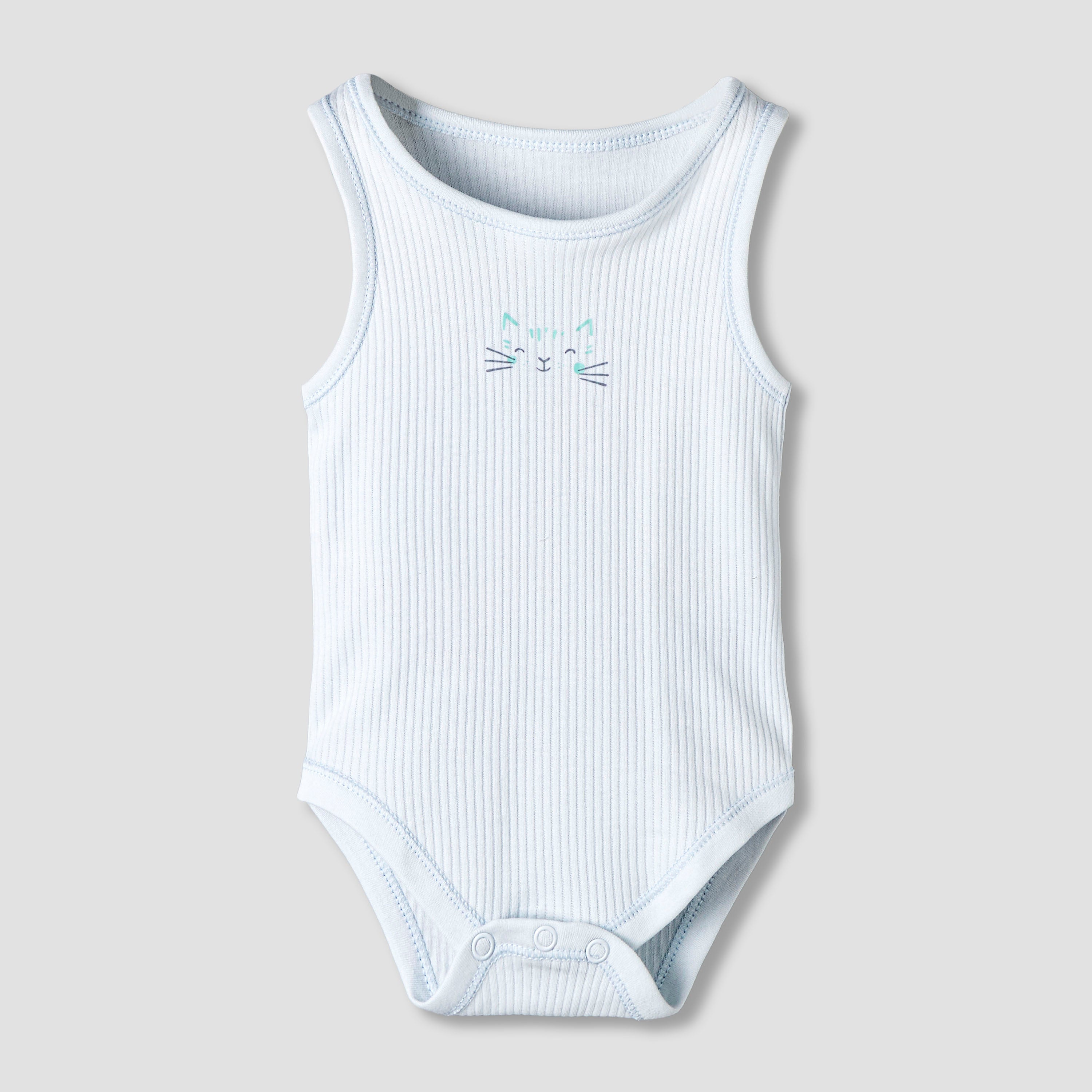 Pack of 5 Juniors Round Neck Sleeveless Bodysuit with Ribbed Design