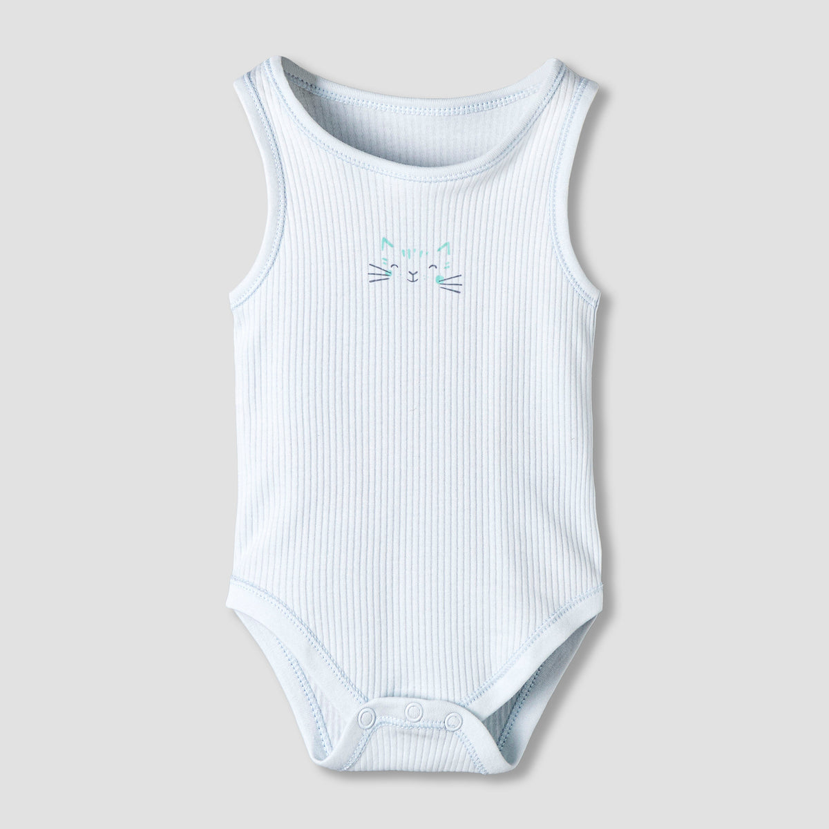 Pack of 5 Juniors Round Neck Sleeveless Bodysuit with Ribbed Design