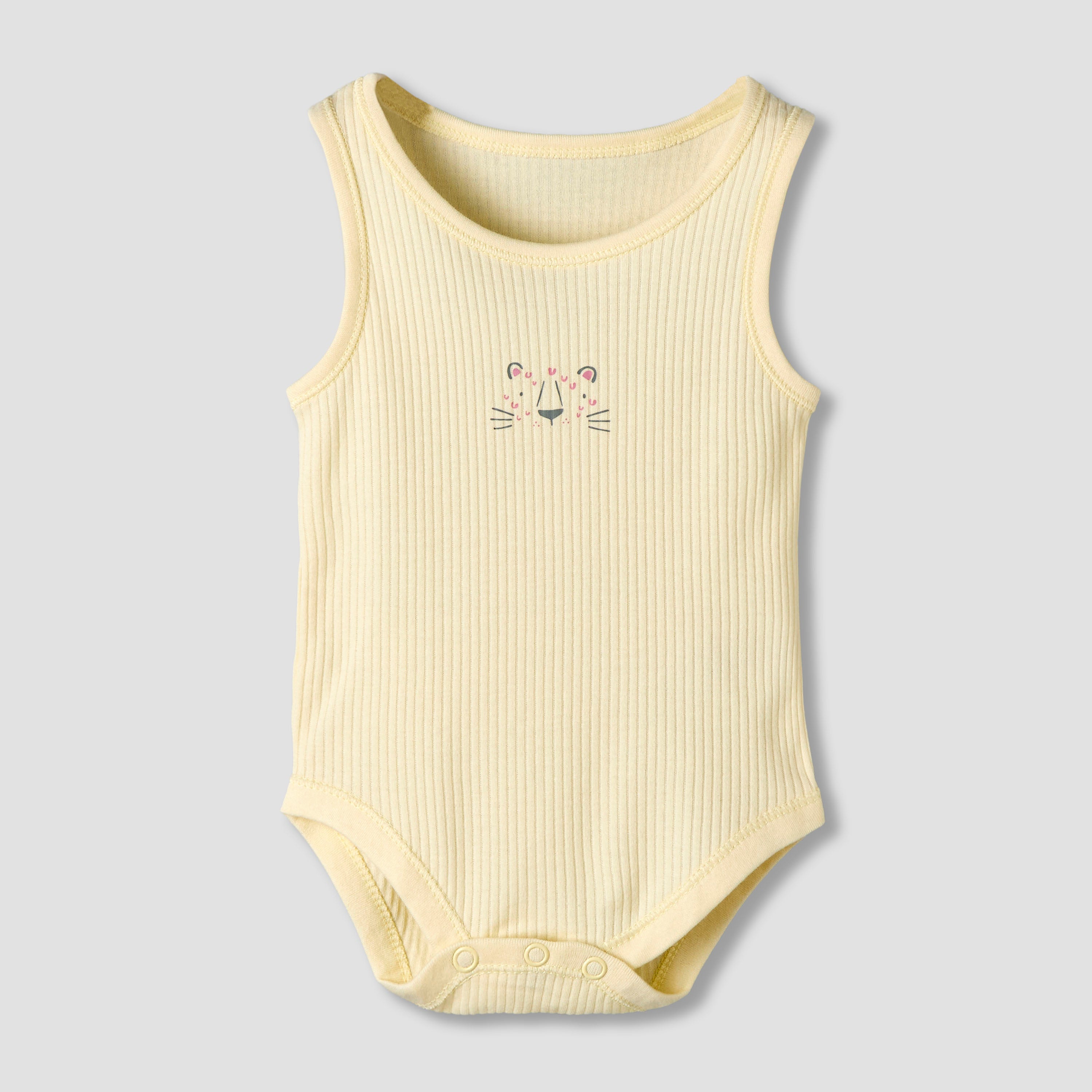 Pack of 5 Juniors Round Neck Sleeveless Bodysuit with Ribbed Design