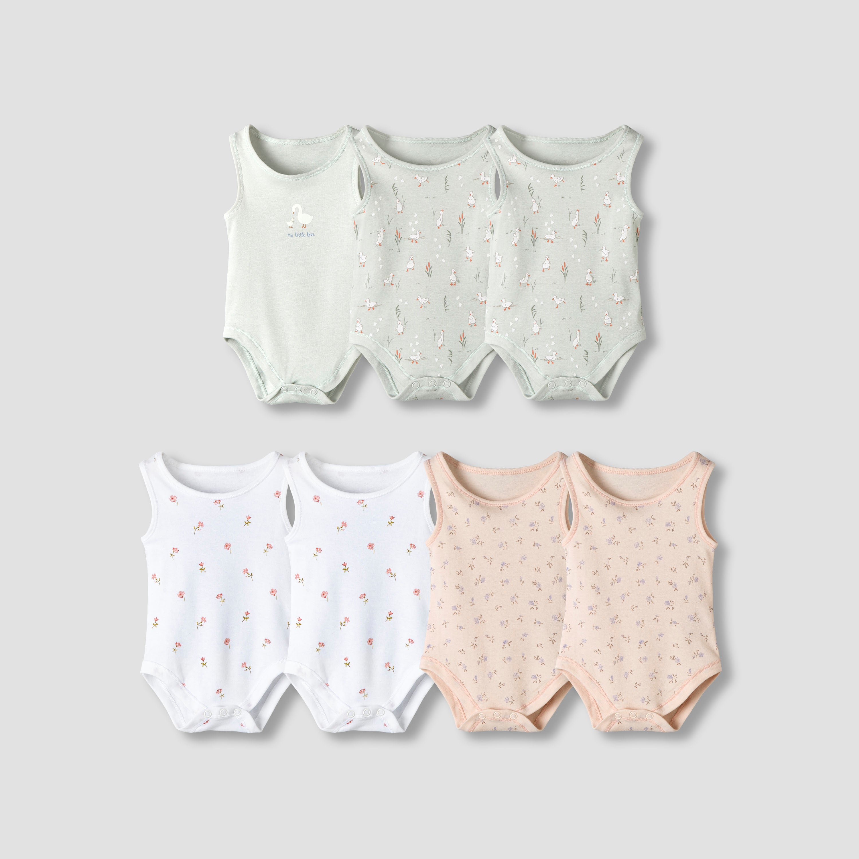 Pack of 7 Juniors Cotton Round Neck Sleeveless Bodysuit with Fun Prints - Multicolour / 18-24 mths