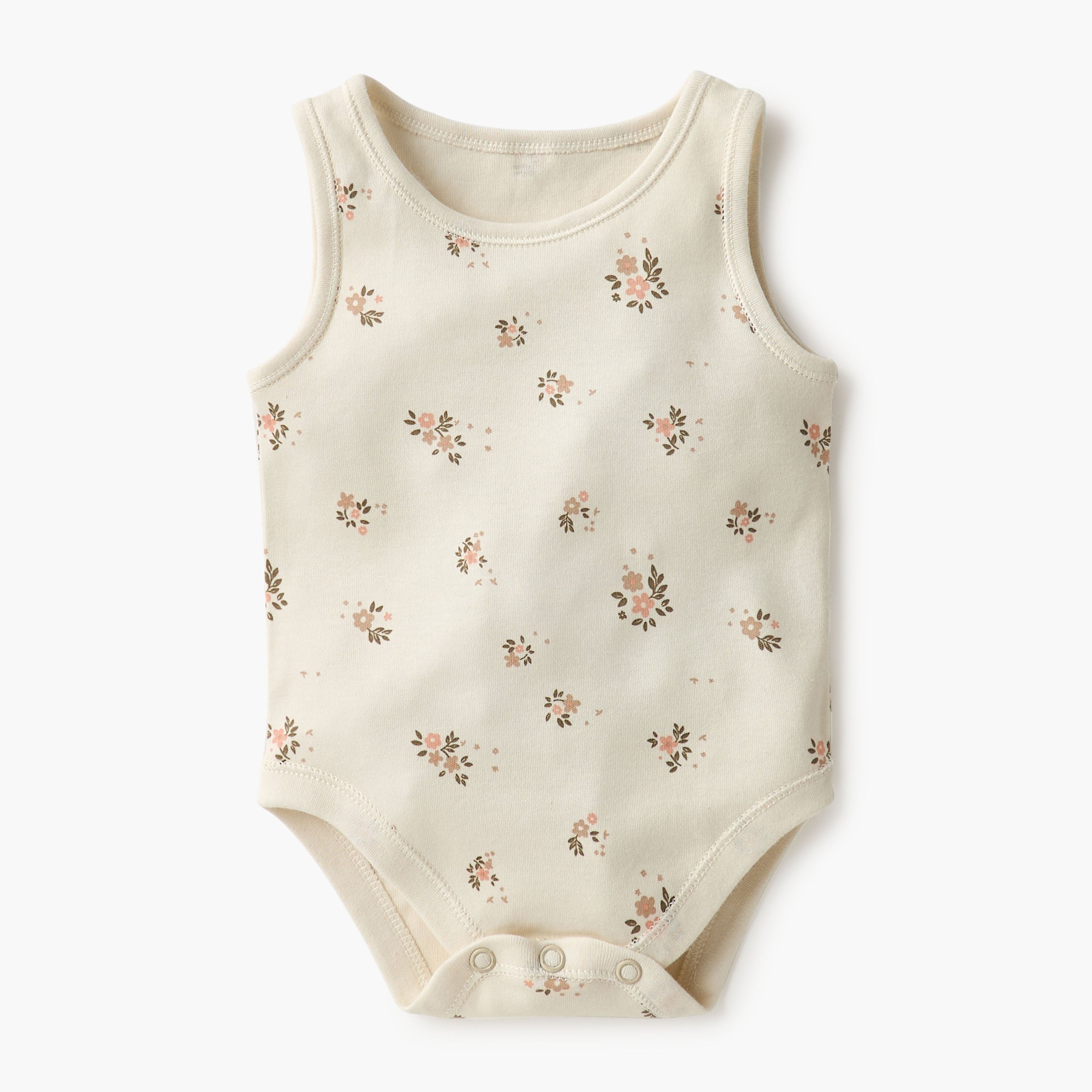 Juniors Printed Sleeveless Bodysuit with Button Closure - Set of 7