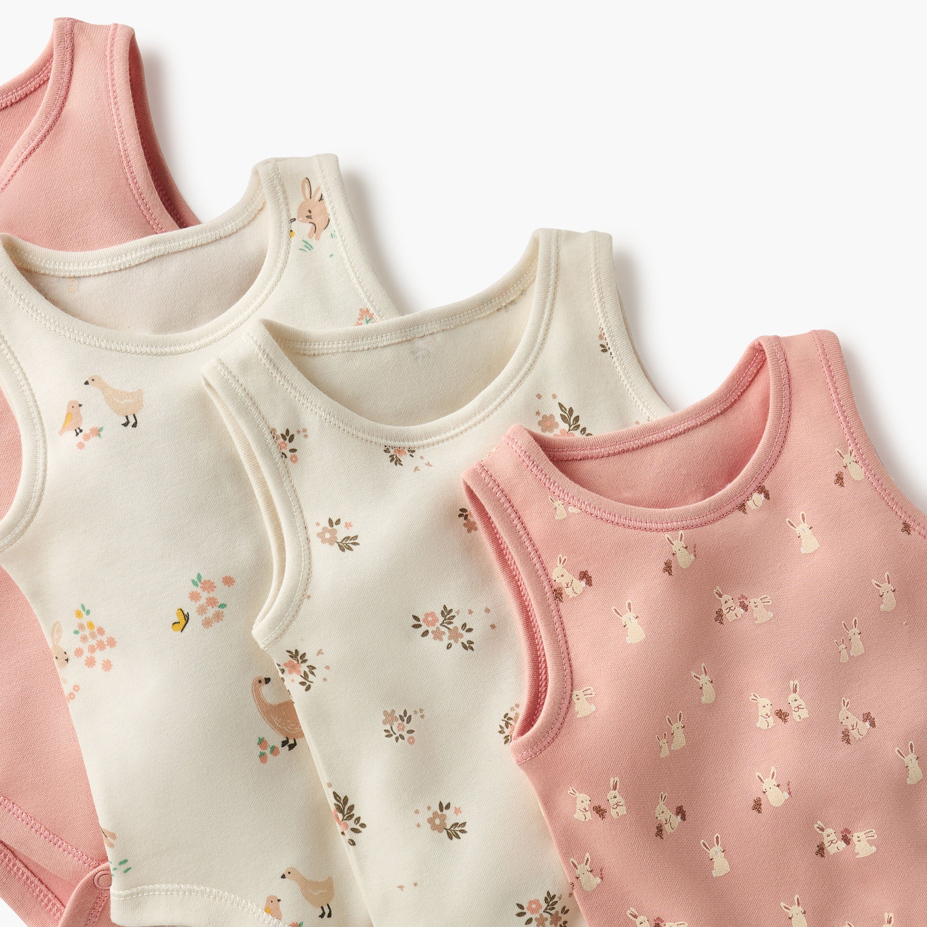 Juniors Printed Sleeveless Bodysuit with Button Closure - Set of 7