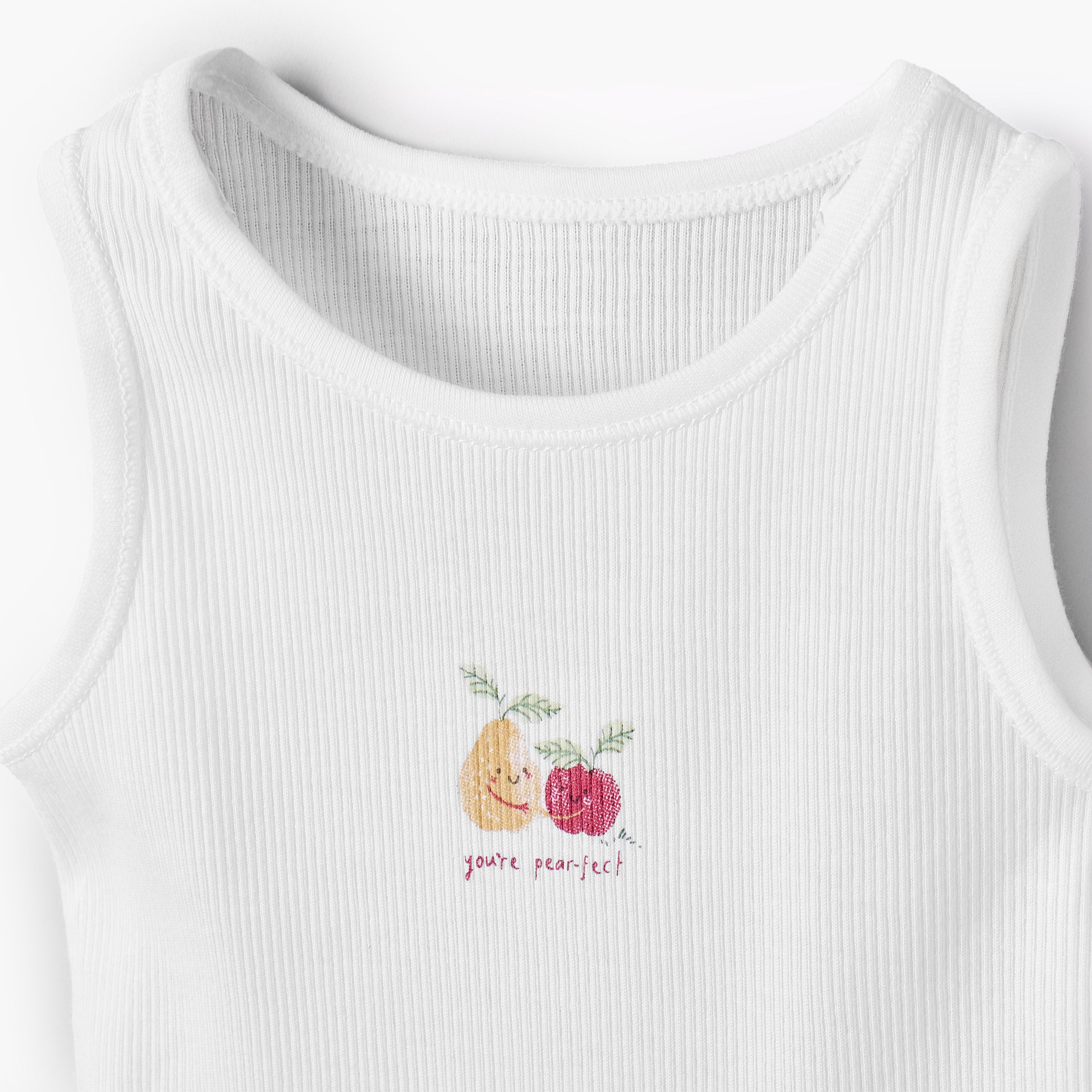Pack of 10 Juniors Round Neck Sleeveless Bodysuit with Fruits Print
