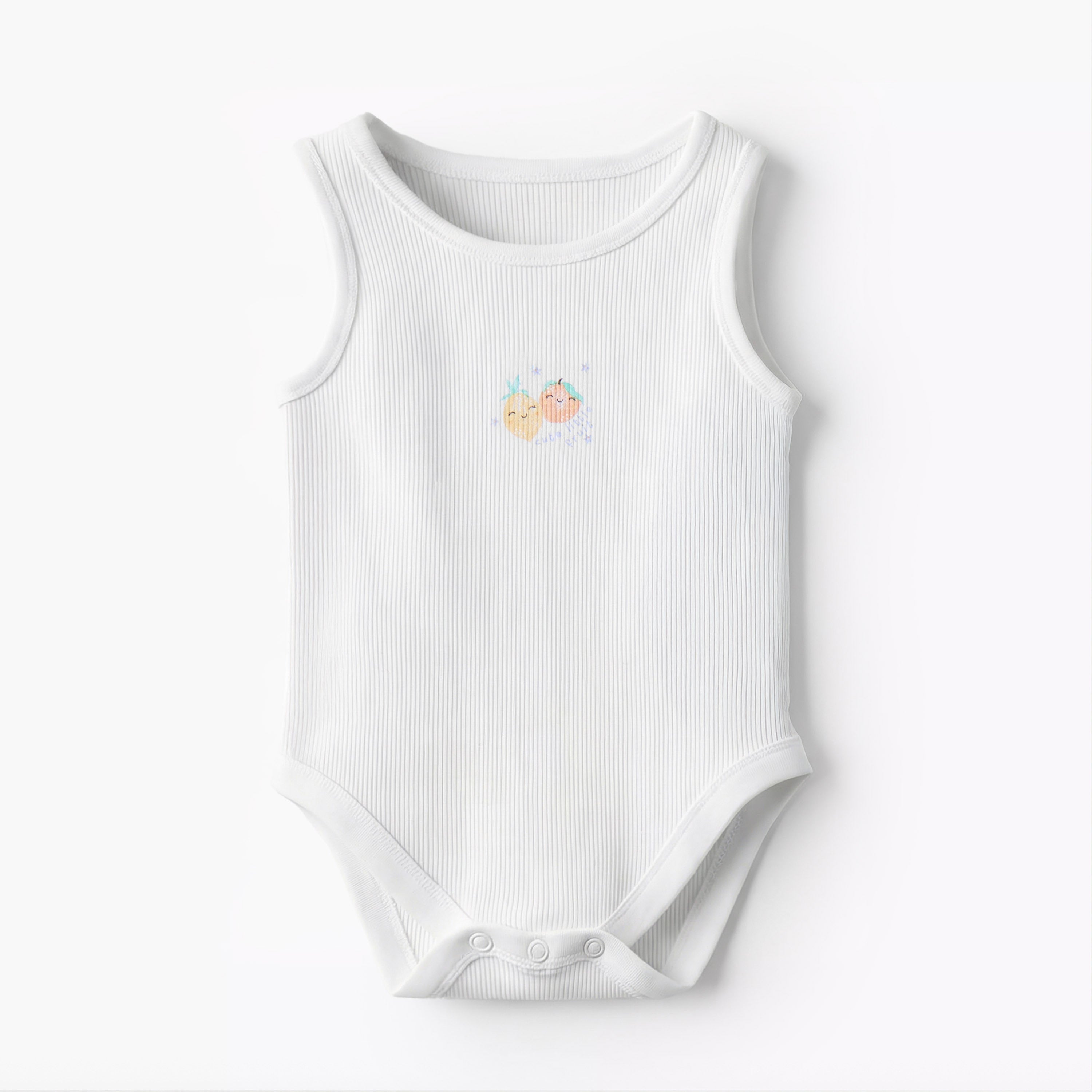Pack of 10 Juniors Round Neck Sleeveless Bodysuit with Fruits Print