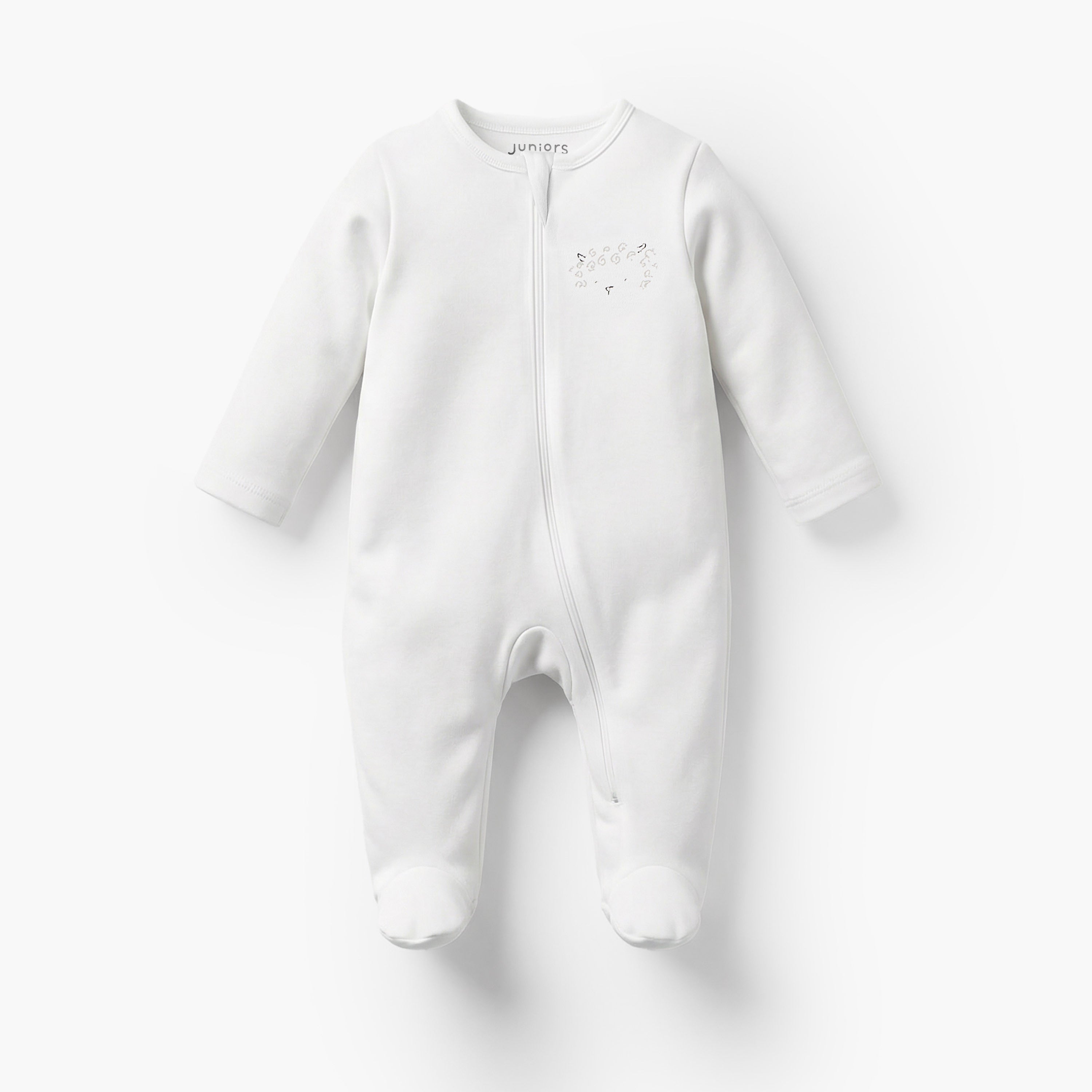 Pack of 7 Juniors Cotton Round Neck Long Sleeves Sleepsuit with Zip Closure