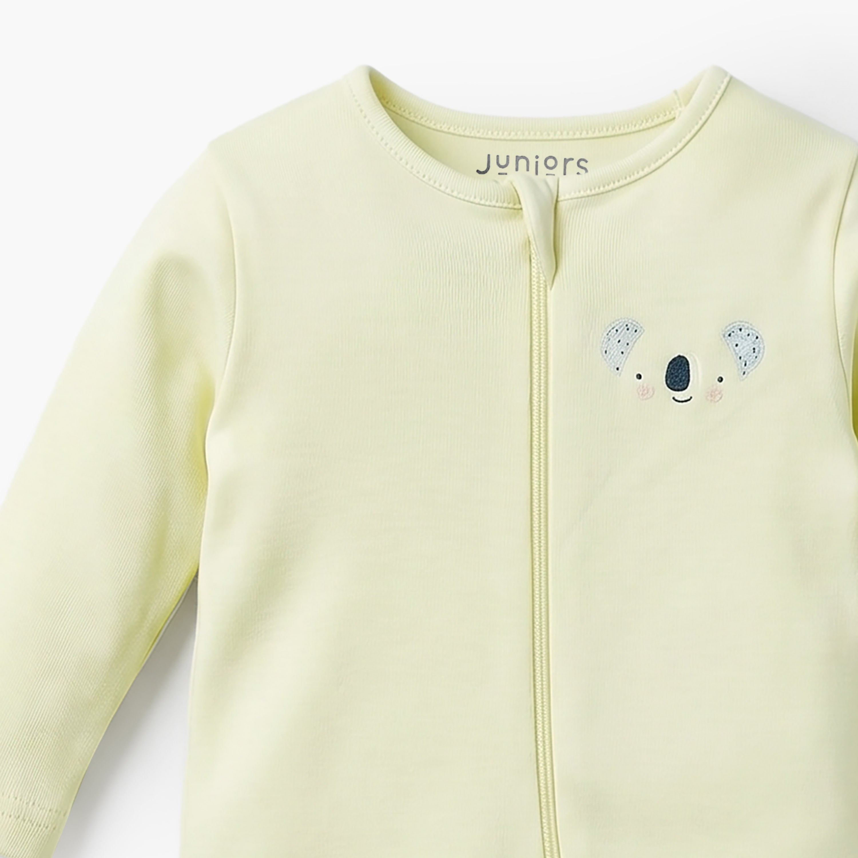 Pack of 7 Juniors Cotton Round Neck Long Sleeves Sleepsuit with Zip Closure