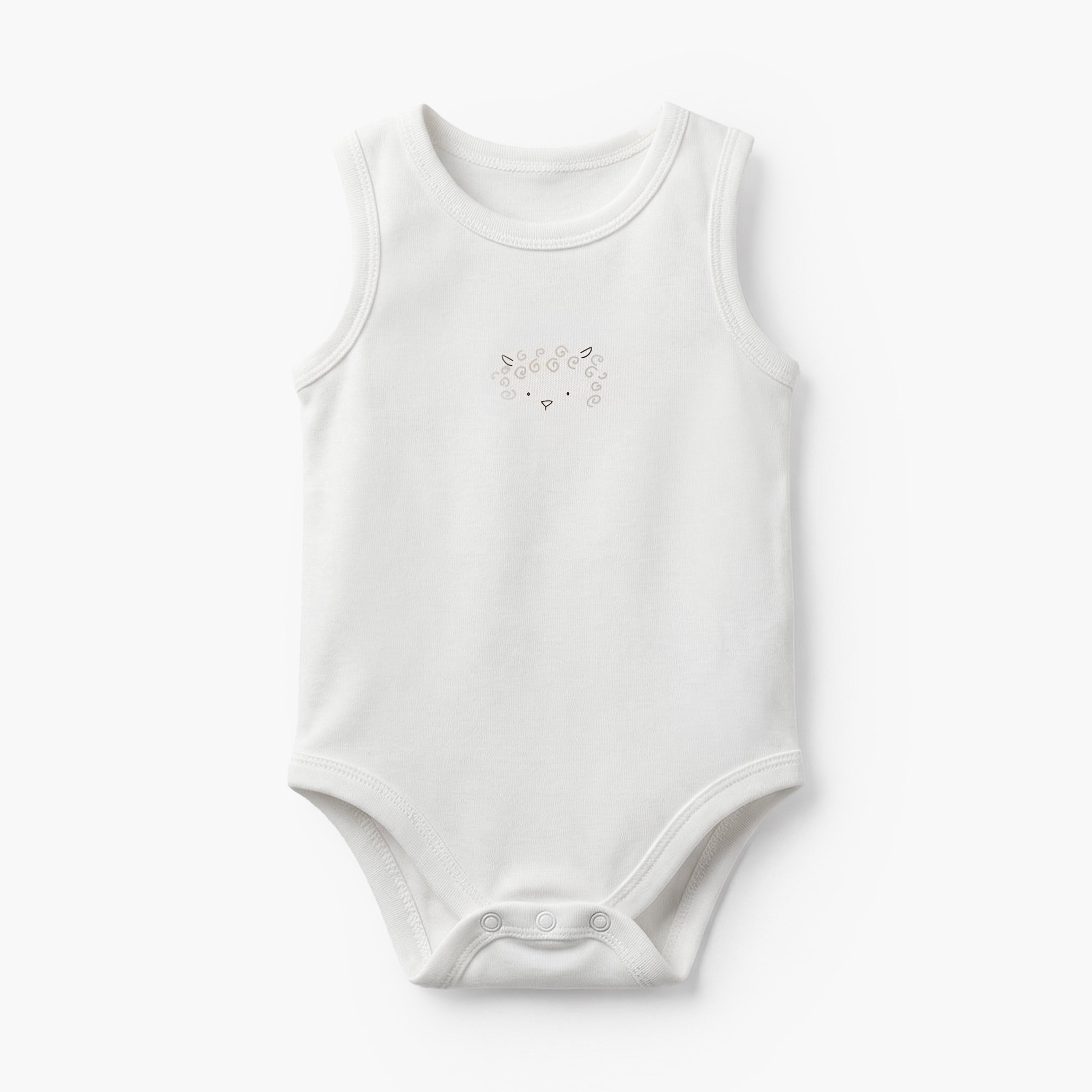 Pack of 7 Juniors Cotton Round Neck Sleeveless Bodysuit with Snap Button Closure