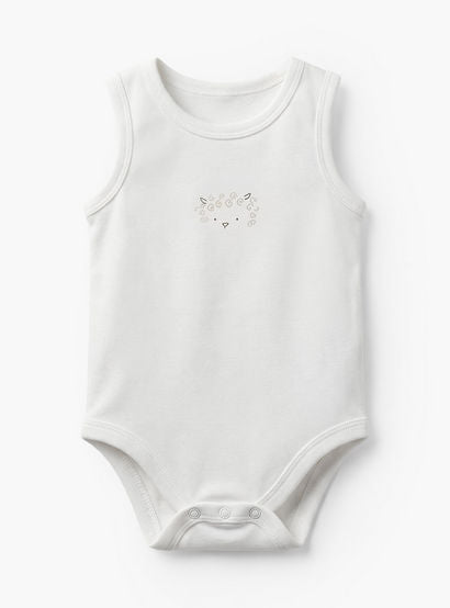 Pack of 7 Juniors Cotton Round Neck Sleeveless Bodysuit with Snap Button Closure-baby-girls-clothing-bodysuits-image-4