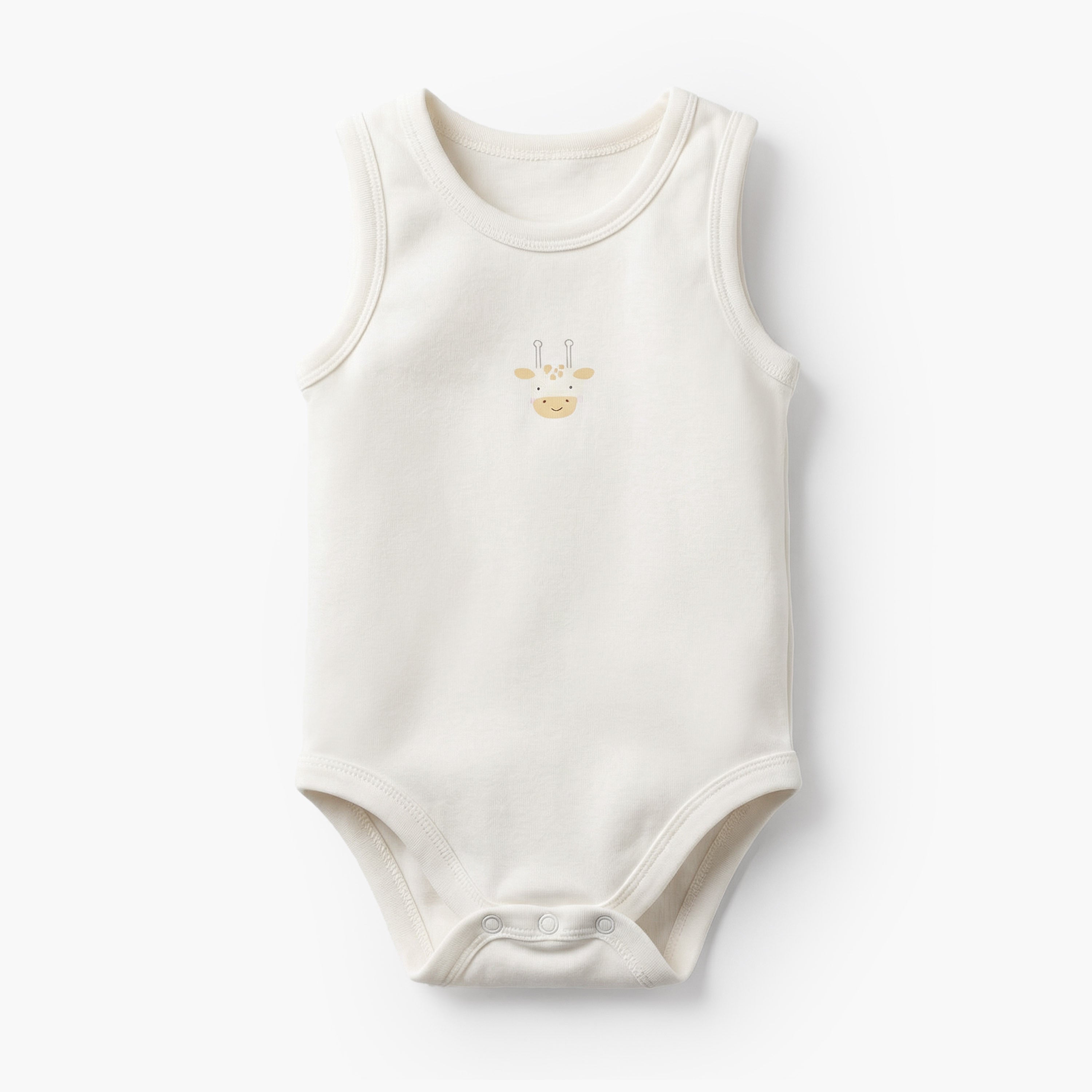 Pack of 7 Juniors Cotton Round Neck Sleeveless Bodysuit with Snap Button Closure