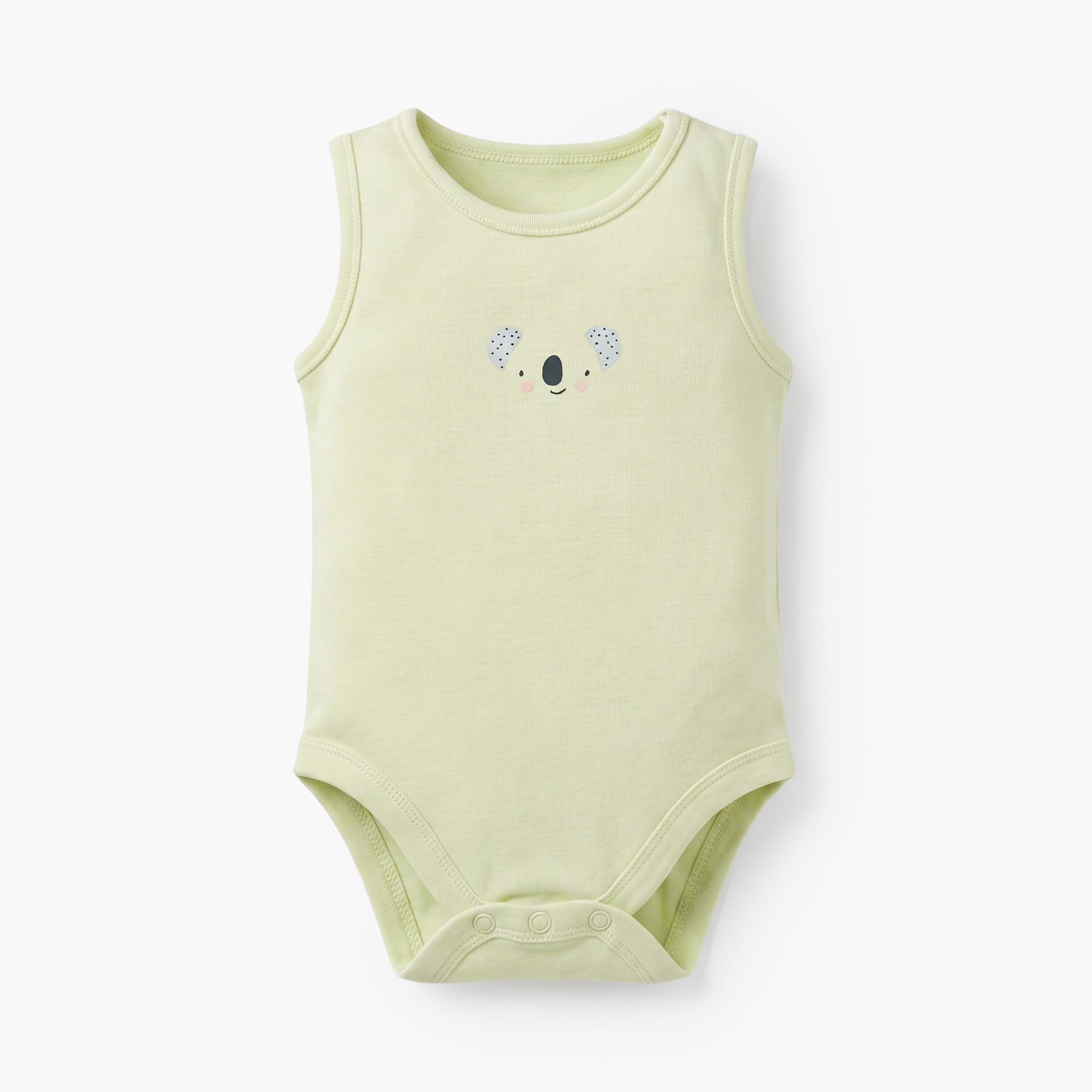 Pack of 7 Juniors Cotton Round Neck Sleeveless Bodysuit with Snap Button Closure