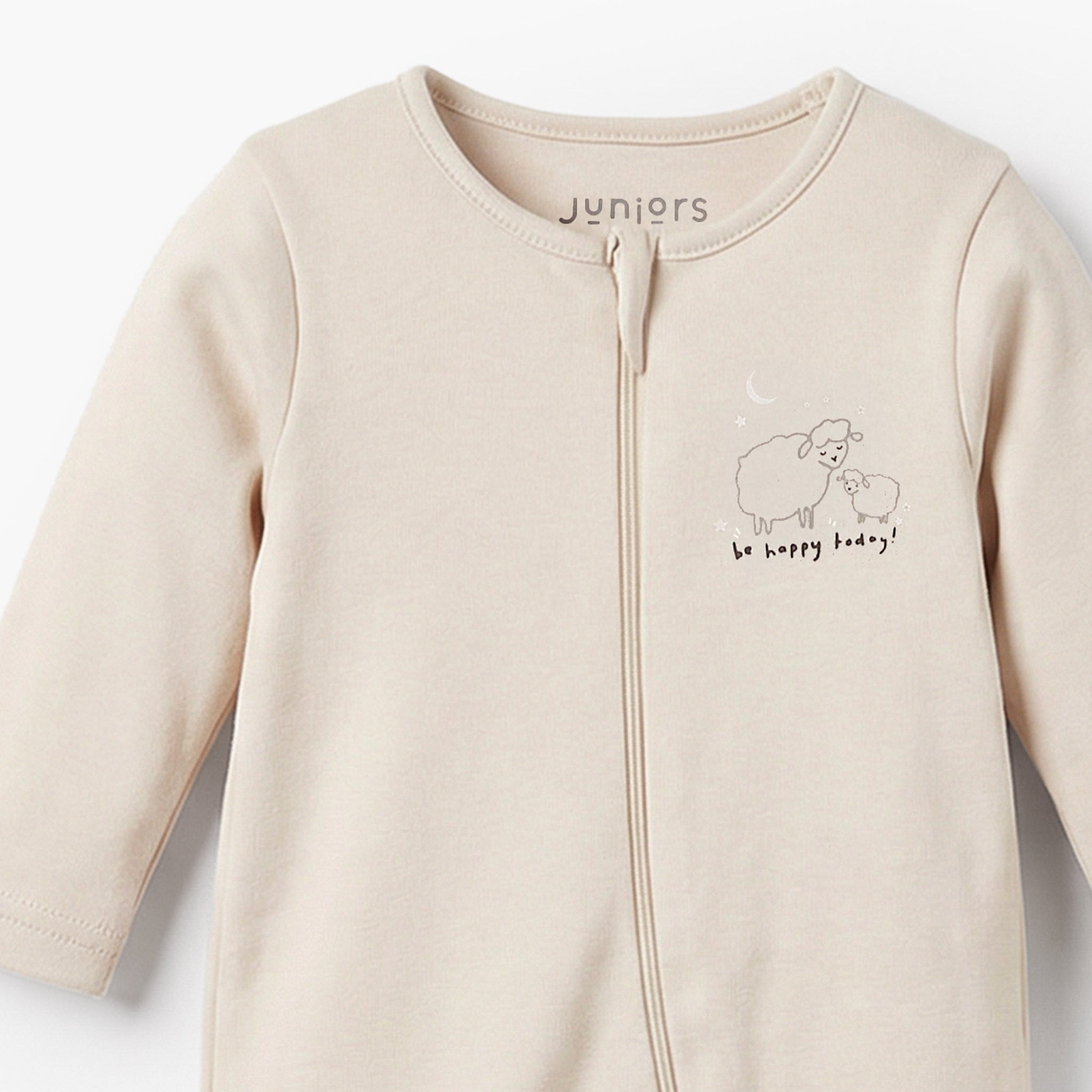 Pack of 7 Juniors Cotton Round Neck Long Sleeves Sleepsuit with Zip Closure